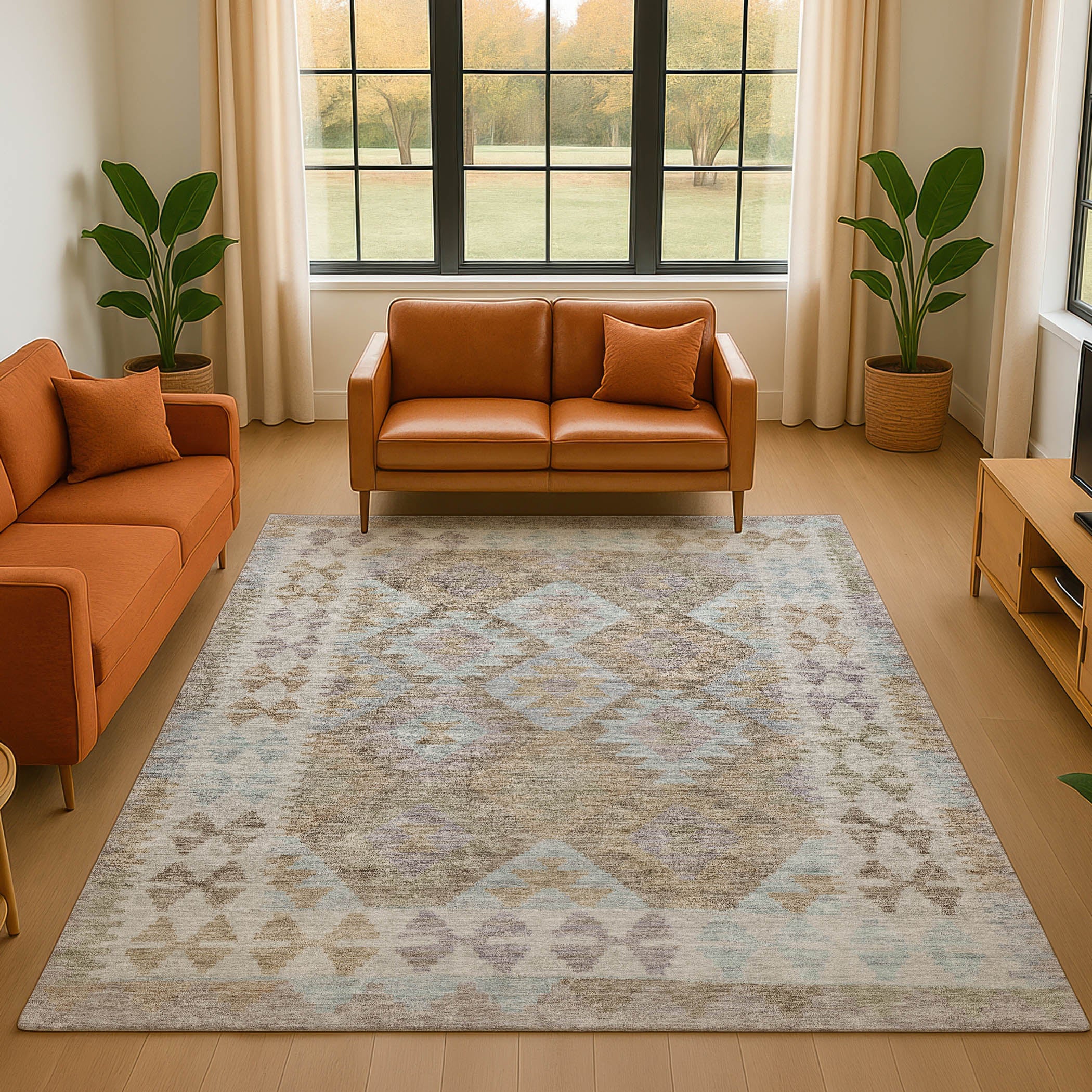 Chiang Mai Machine Washable Transitional Khaki Brown Rug 2'6" x 3'10" #shape_Rectangle