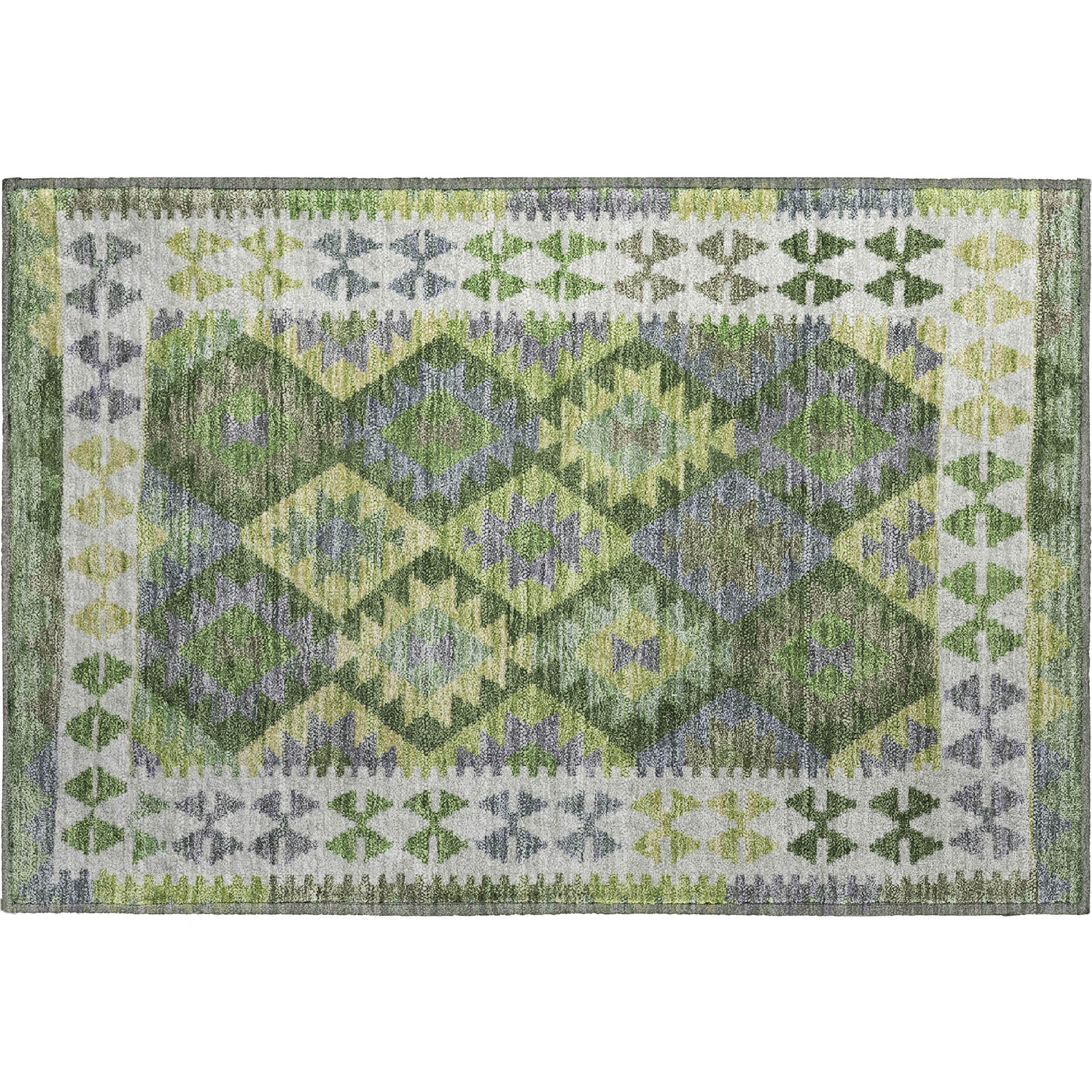 Chiang Mai Machine Washable Transitional Olive Green Rug 1'8" x 2'6" #shape_Rectangle