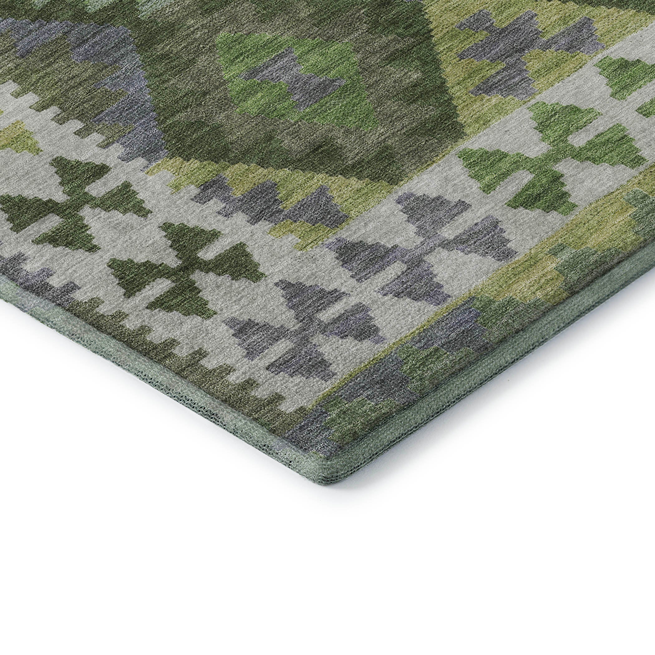 Chiang Mai Machine Washable Transitional Olive Green Rug 1'8" x 2'6" #shape_Rectangle