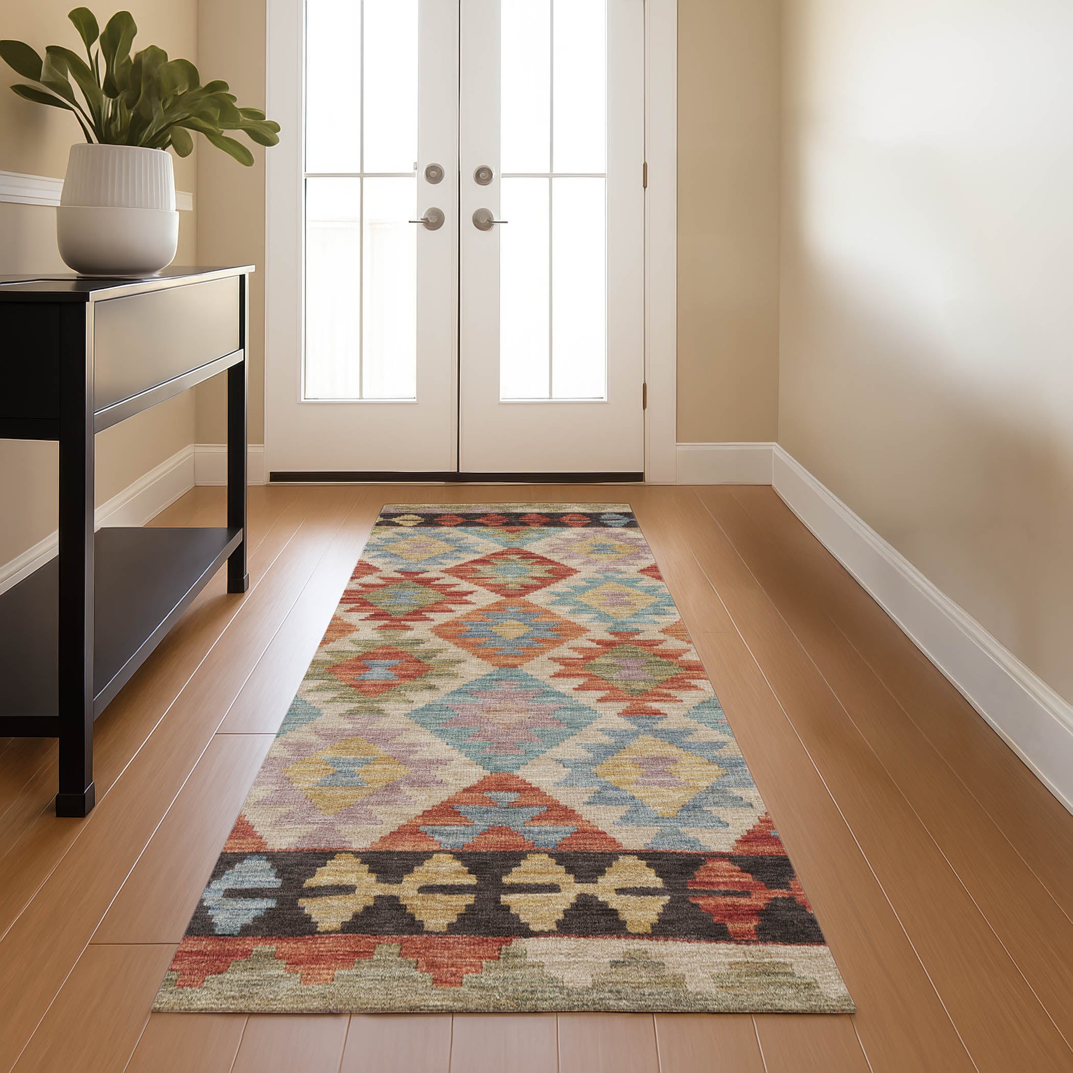 Chiang Mai Machine Washable Transitional Paprika Orange Rug 2'3" x 7'6" #shape_Runner
