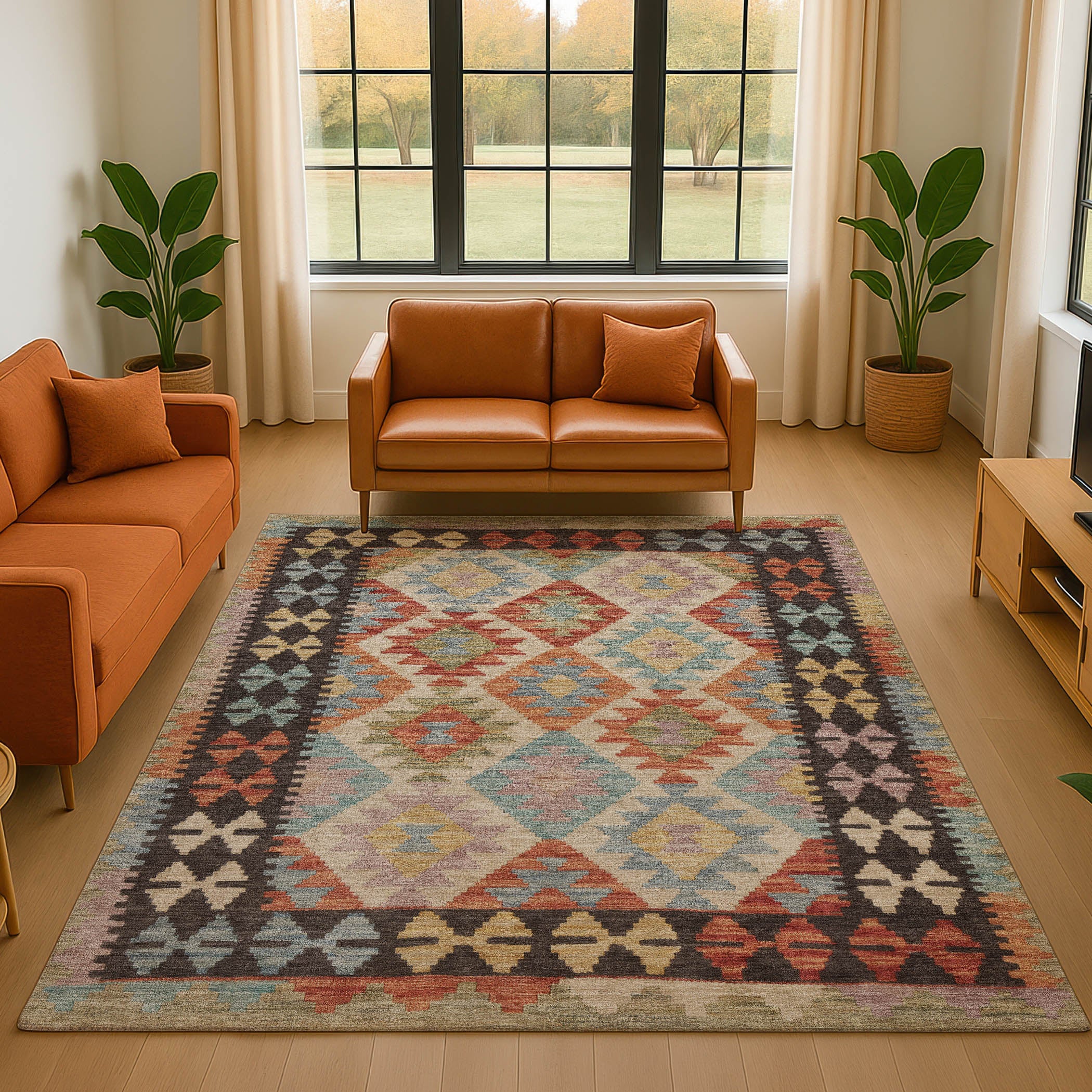 Chiang Mai Machine Washable Transitional Paprika Orange Rug 2'6" x 3'10" #shape_Rectangle