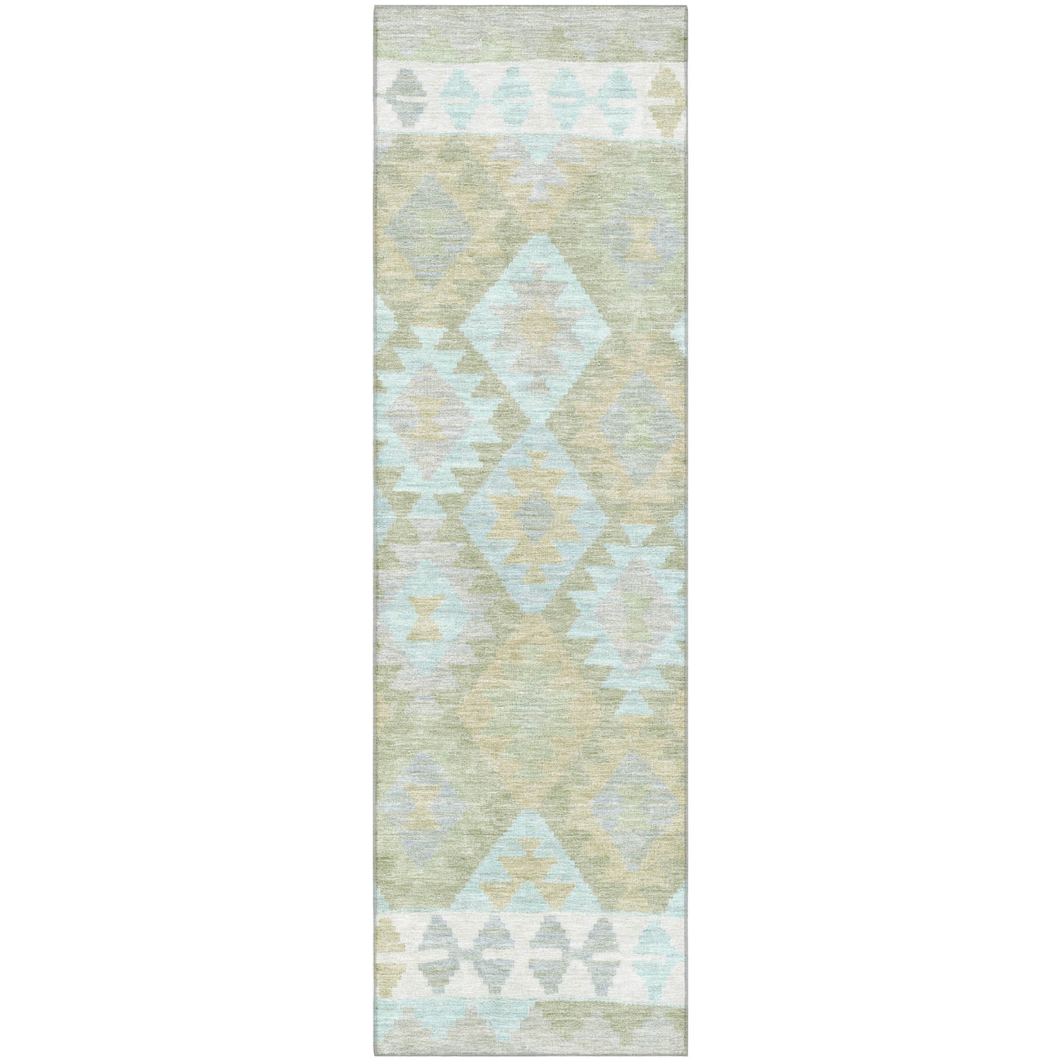 Chiang Mai Machine Washable Transitional Sage Green Rug 2'3" x 7'6" #shape_Runner