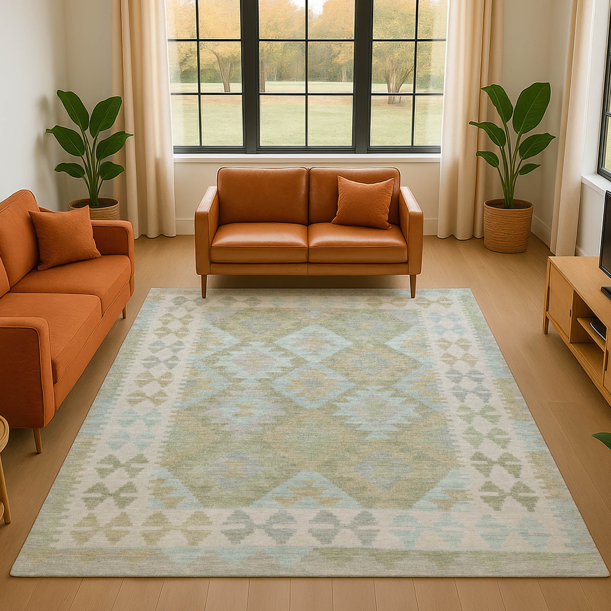 Chiang Mai Machine Washable Transitional Sage Green Rug 2'6" x 3'10" #shape_Rectangle