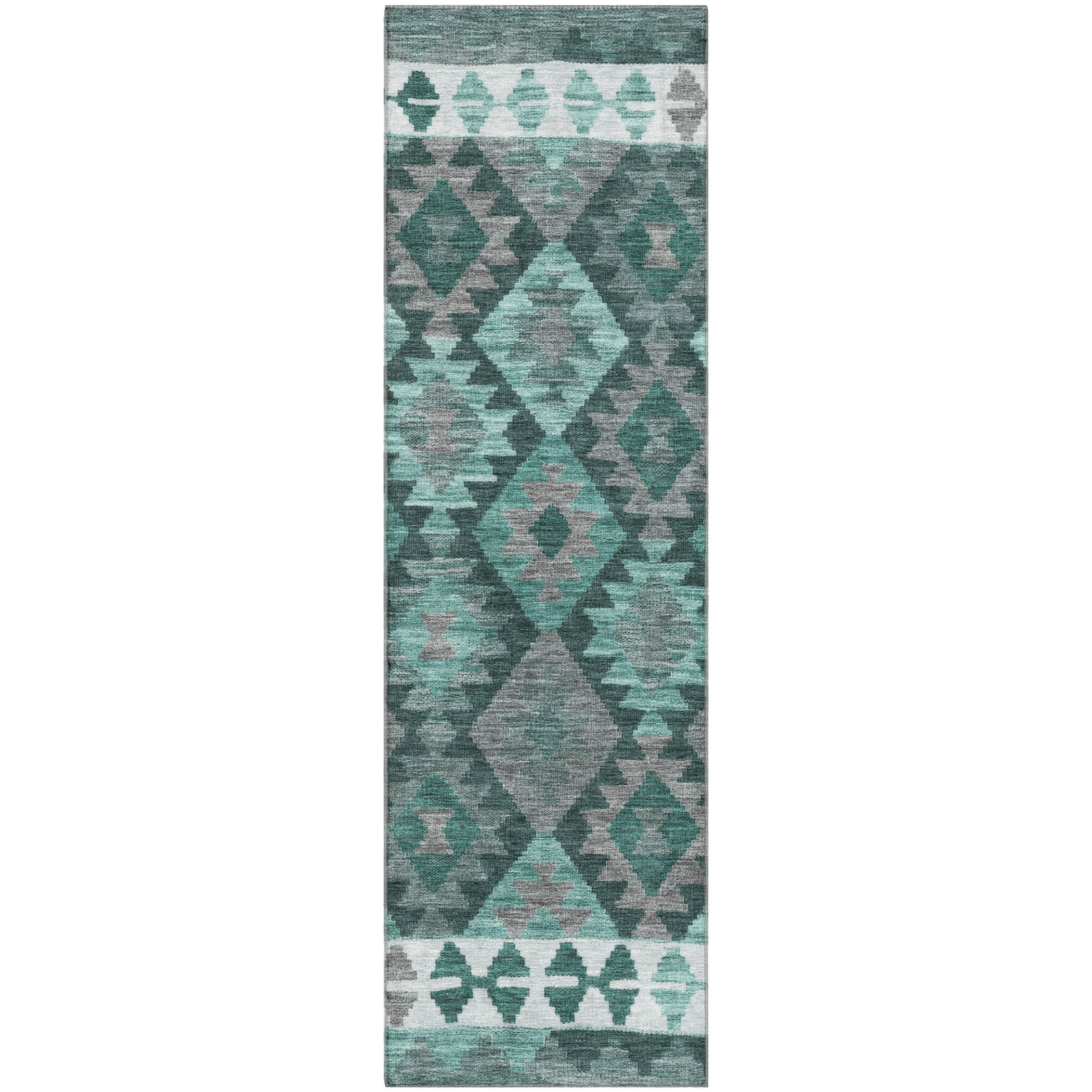 Chiang Mai Machine Washable Transitional Seafoam Blue Rug 2'3" x 7'6" #shape_Runner