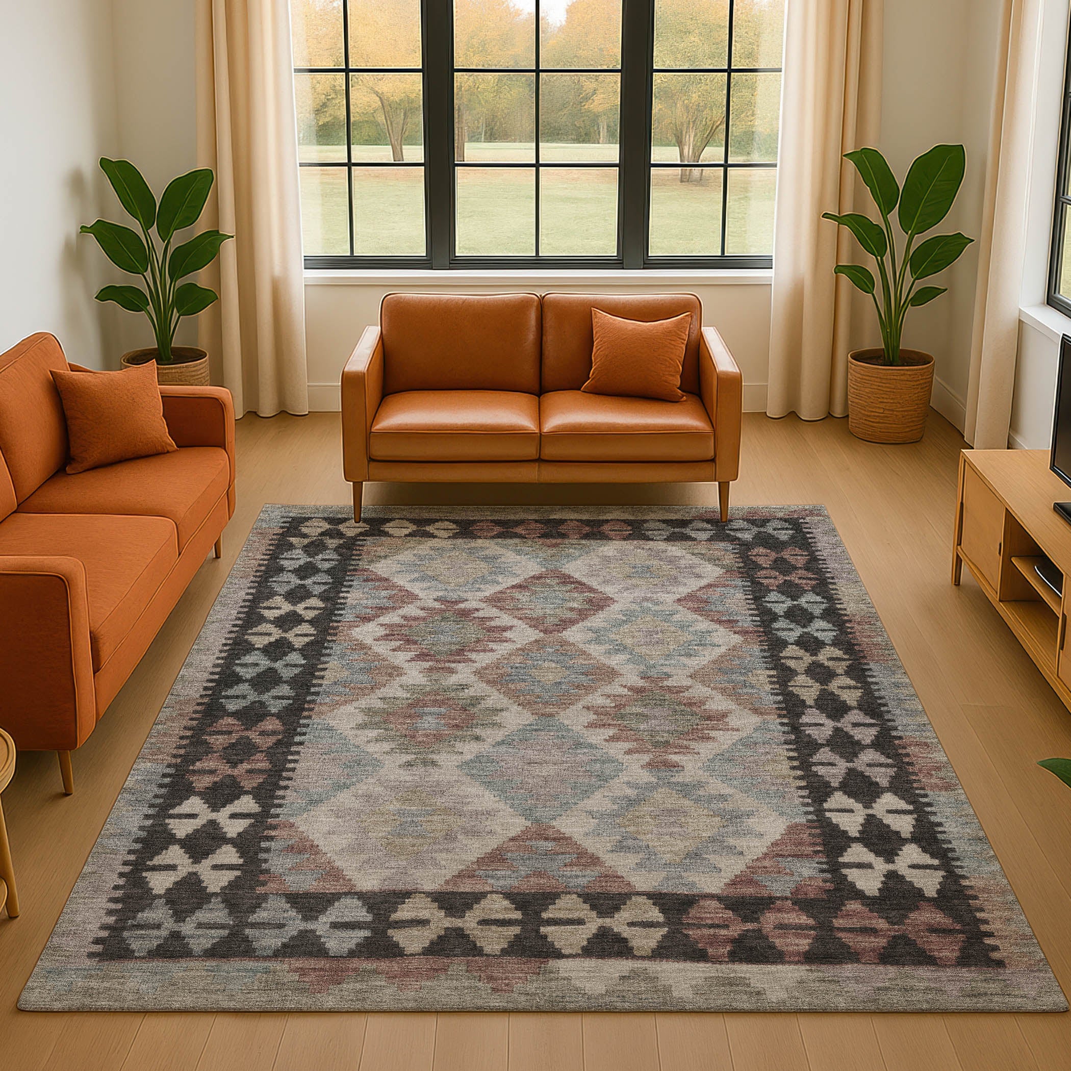 Chiang Mai Machine Washable Transitional Taupe Brown Rug 2'6" x 3'10" #shape_Rectangle