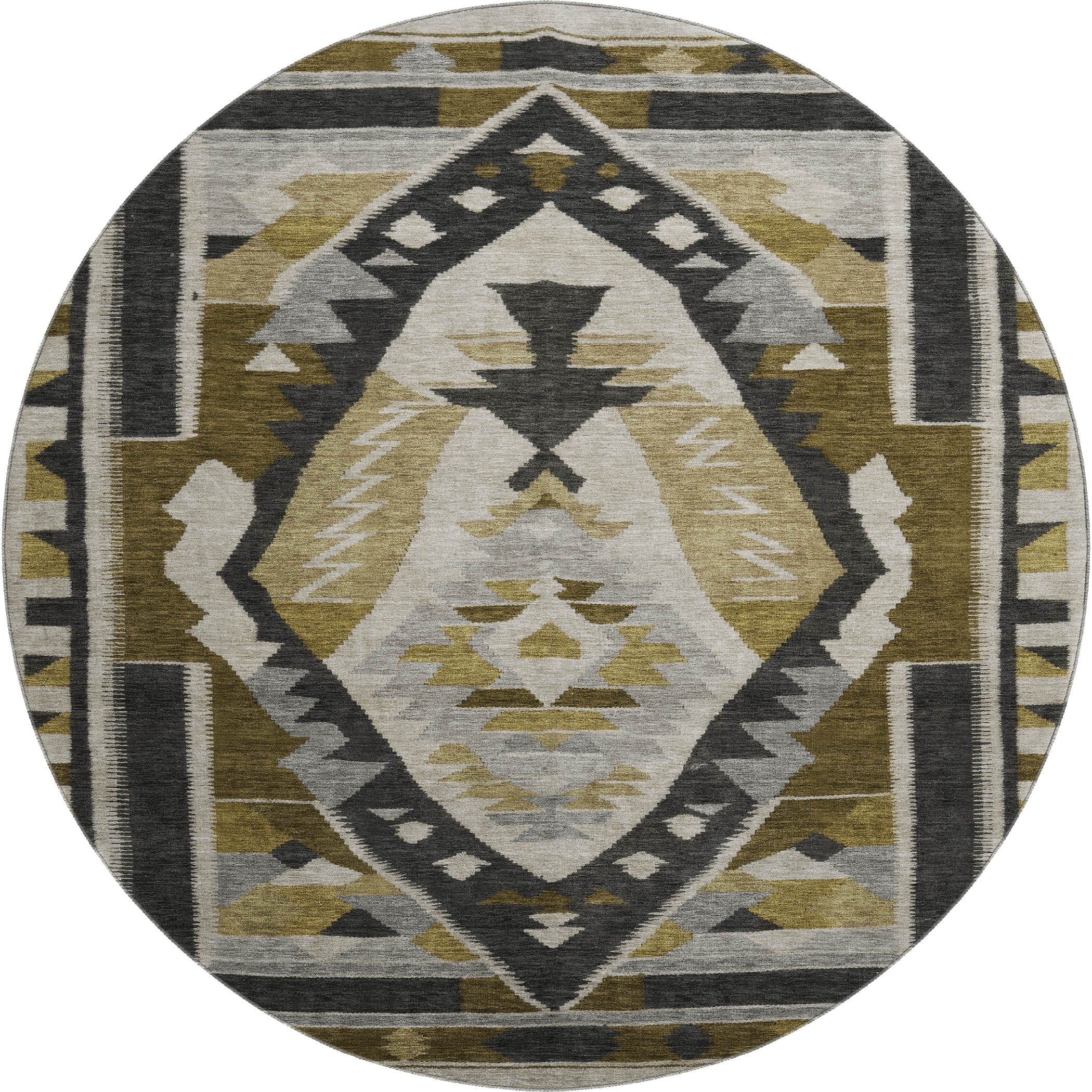 Queenstown Machine Washable Transitional Chocolate Brown Rug 8' x 8' #shape_Round