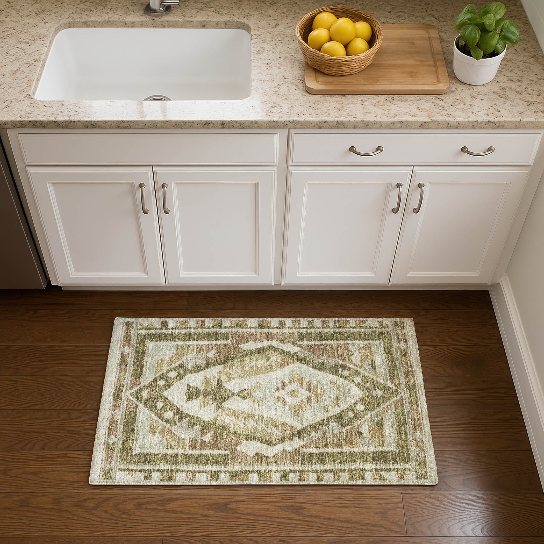 Queenstown Machine Washable Transitional Linen Ivory Rug 1'8" x 2'6" #shape_Rectangle