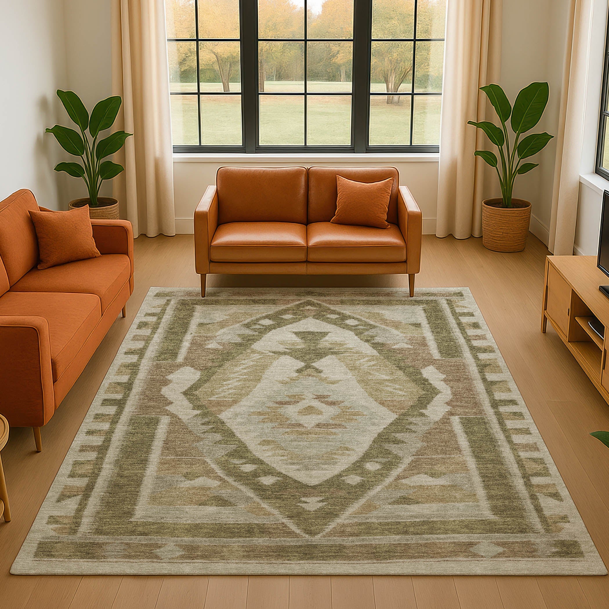 Queenstown Machine Washable Transitional Linen Ivory Rug 2'6" x 3'10" #shape_Rectangle