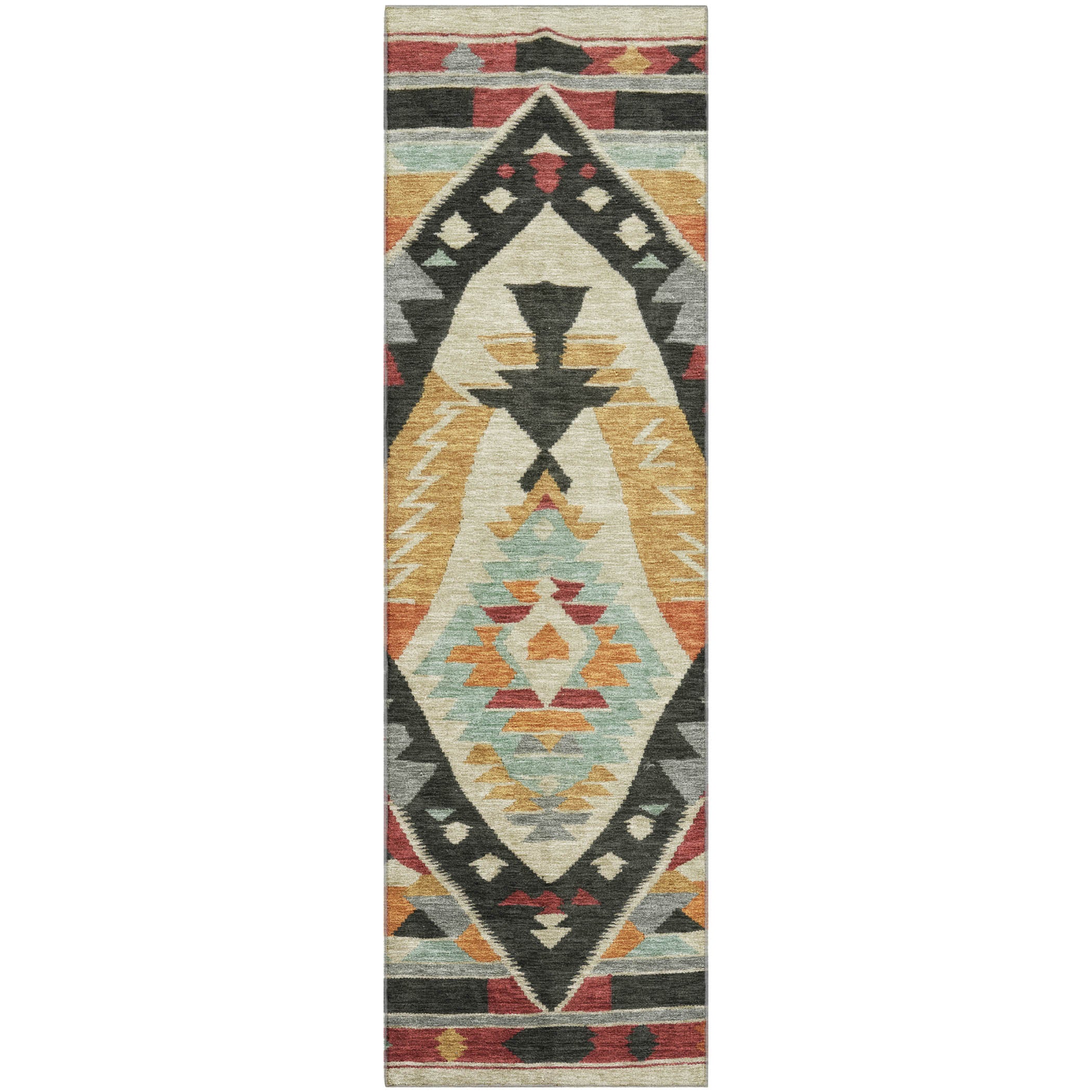 Queenstown Machine Washable Transitional Red Rug 2'3" x 7'6" #shape_Runner