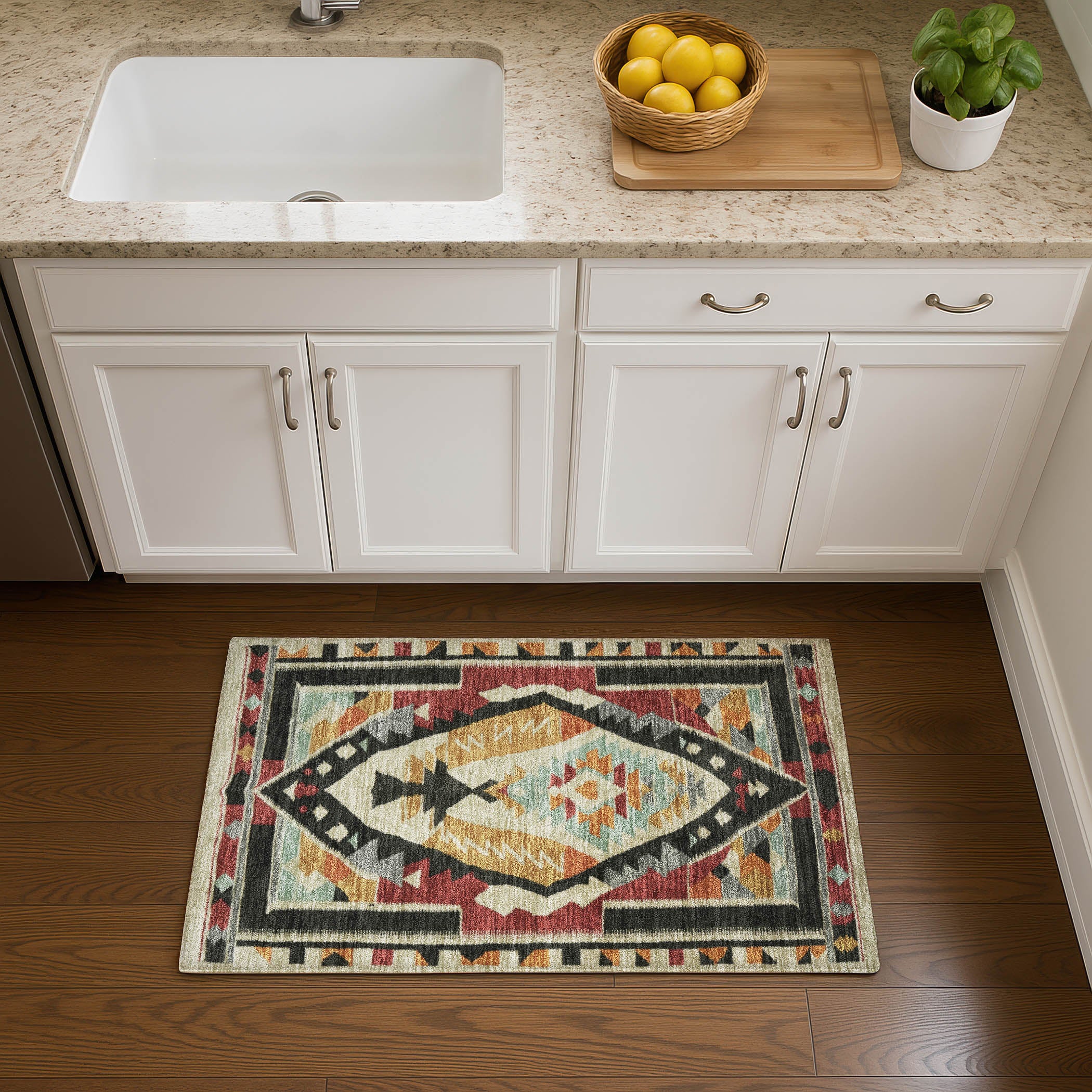 Queenstown Machine Washable Transitional Red Rug 1'8" x 2'6" #shape_Rectangle