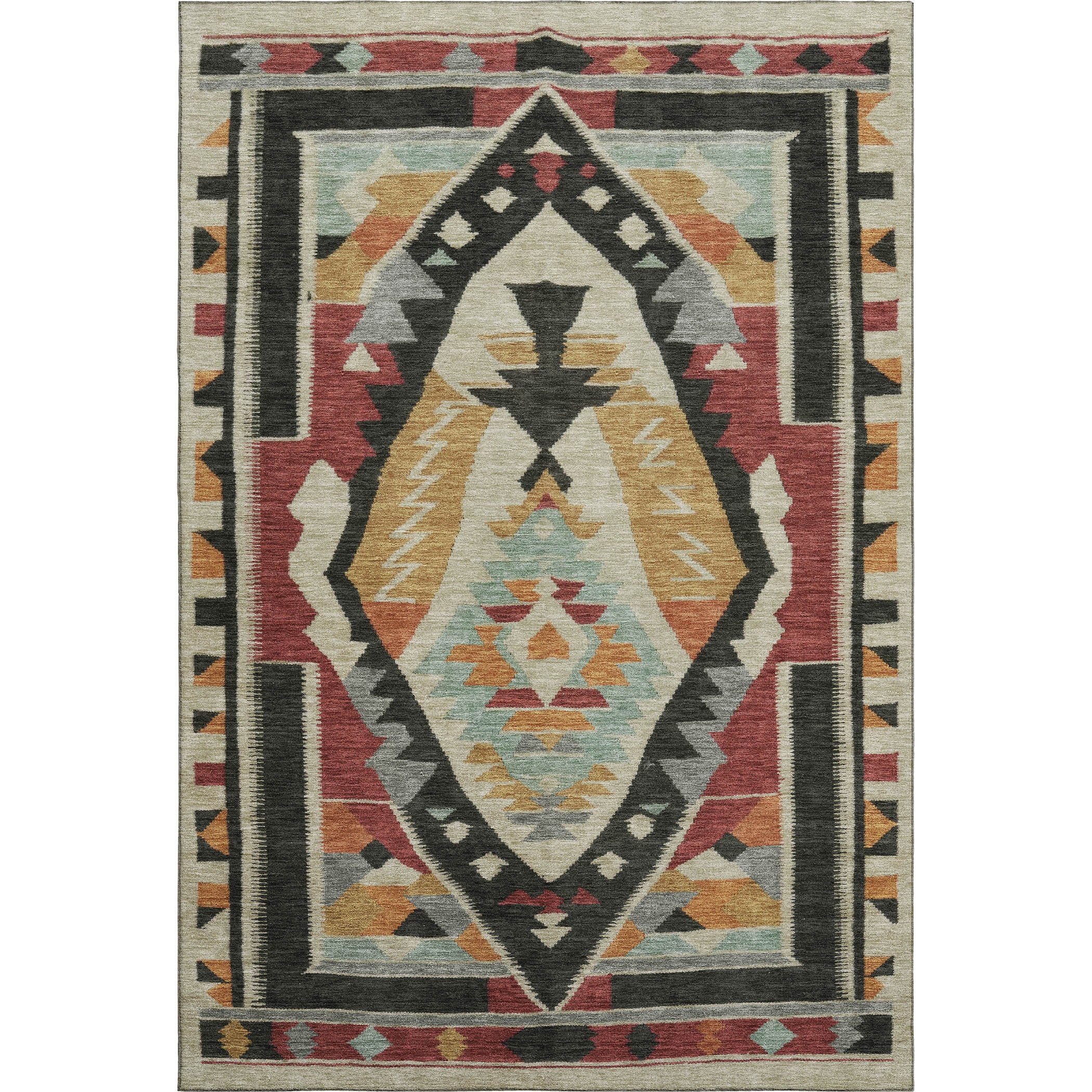 Queenstown Machine Washable Transitional Red Rug 2'6" x 3'10" #shape_Rectangle