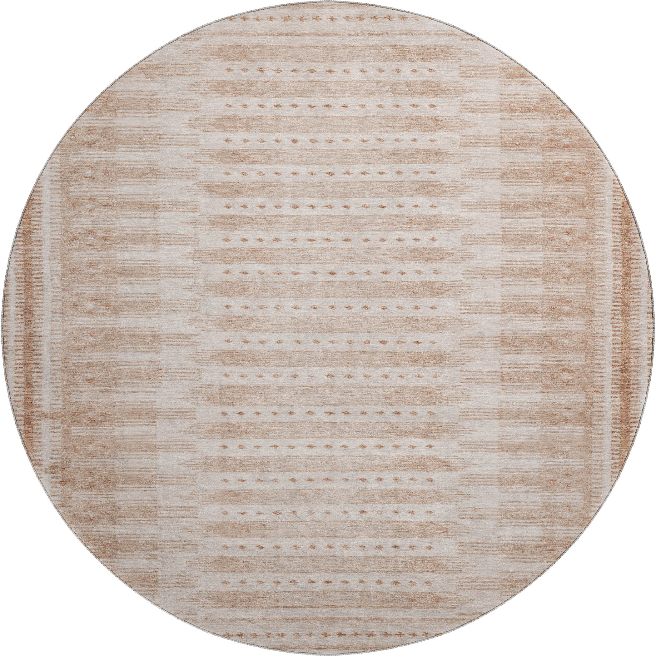 Sintra Machine Washable Transitional Salmon Orange Rug 8' x 8' #shape_Round