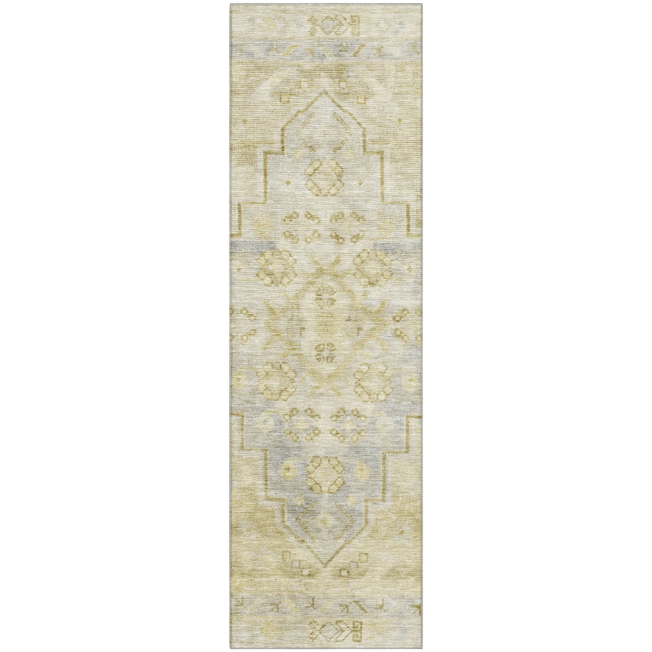 Zanzibar Machine Washable Transitional Gold Rug 2'3" x 7'6" #shape_Runner