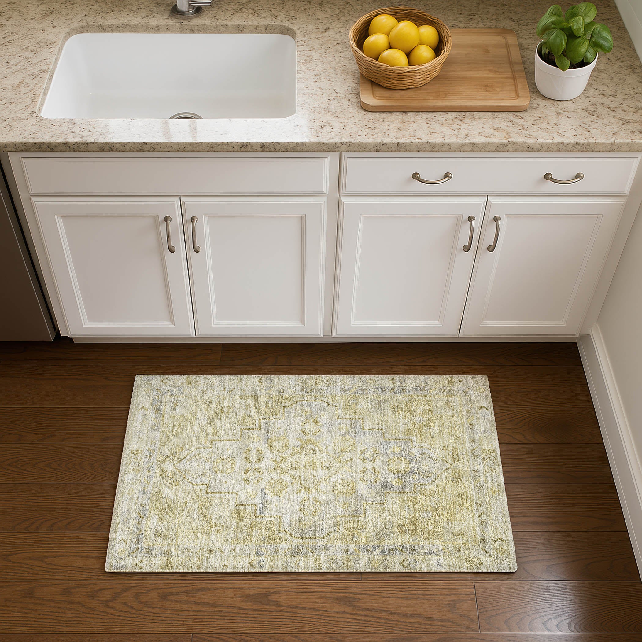 Zanzibar Machine Washable Transitional Gold Rug 1'8" x 2'6" #shape_Rectangle