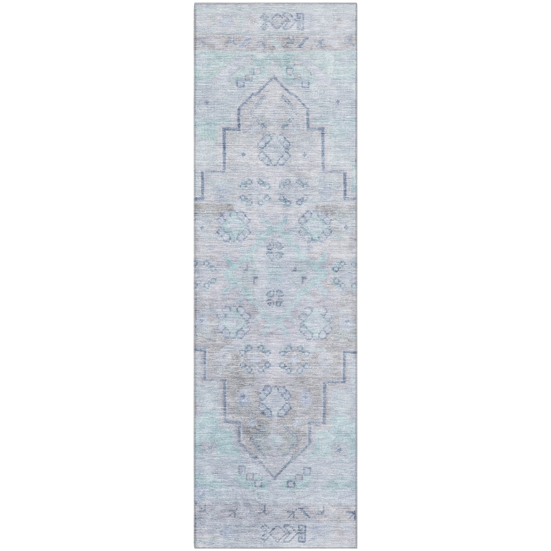 Zanzibar Machine Washable Transitional Gray Rug 2'3" x 7'6" #shape_Runner