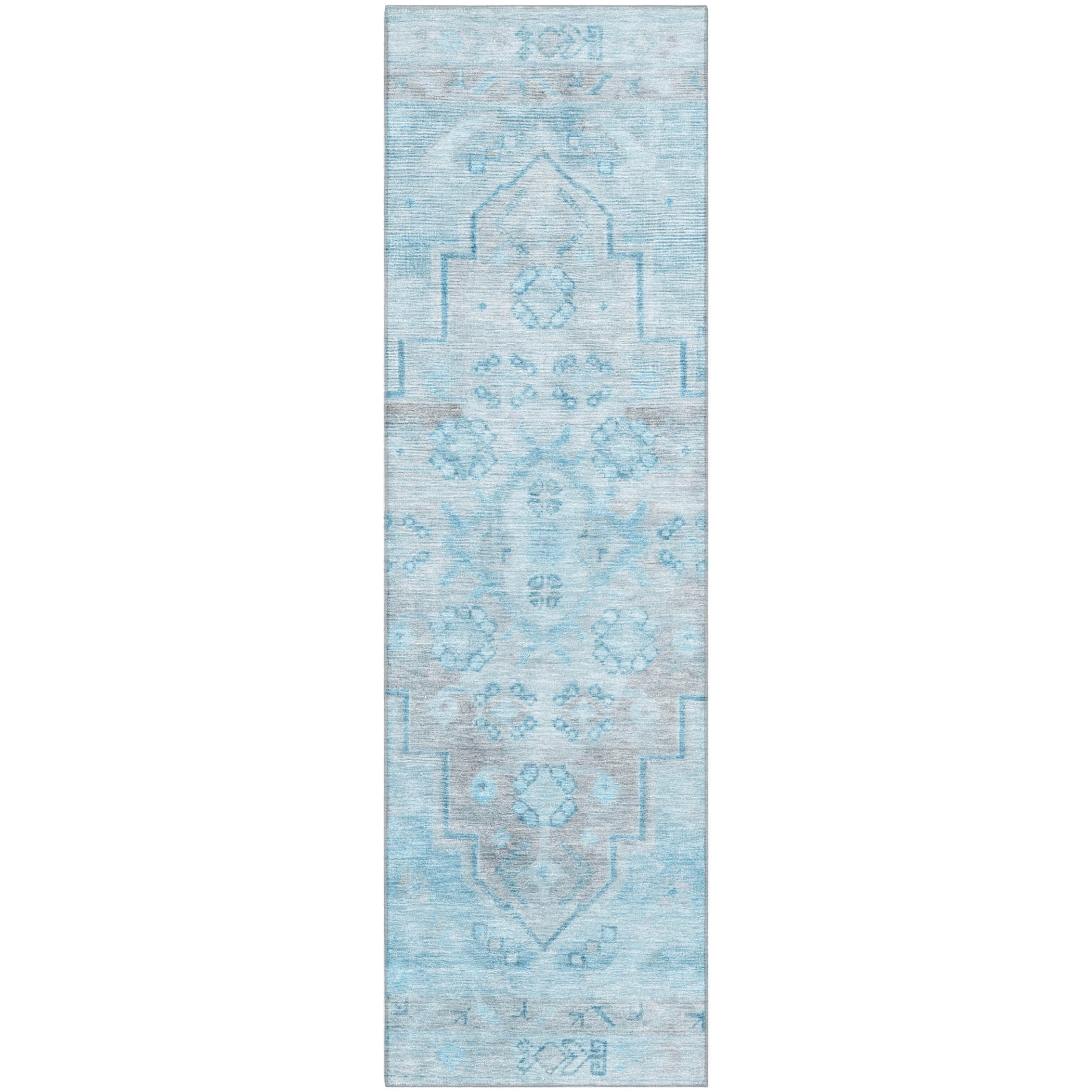 Zanzibar Machine Washable Transitional Sky Blue Rug 2'3" x 7'6" #shape_Runner