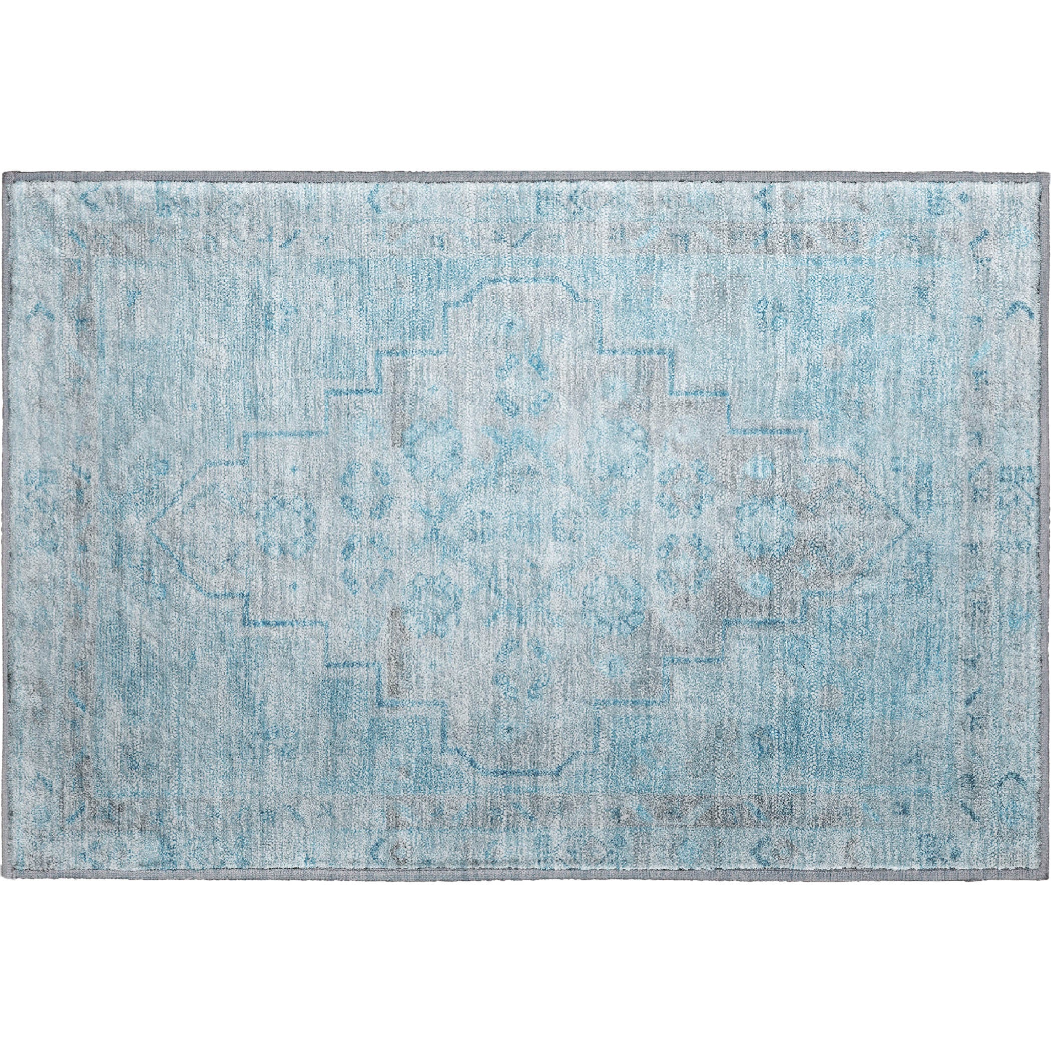 Zanzibar Machine Washable Transitional Sky Blue Rug 1'8" x 2'6" #shape_Rectangle