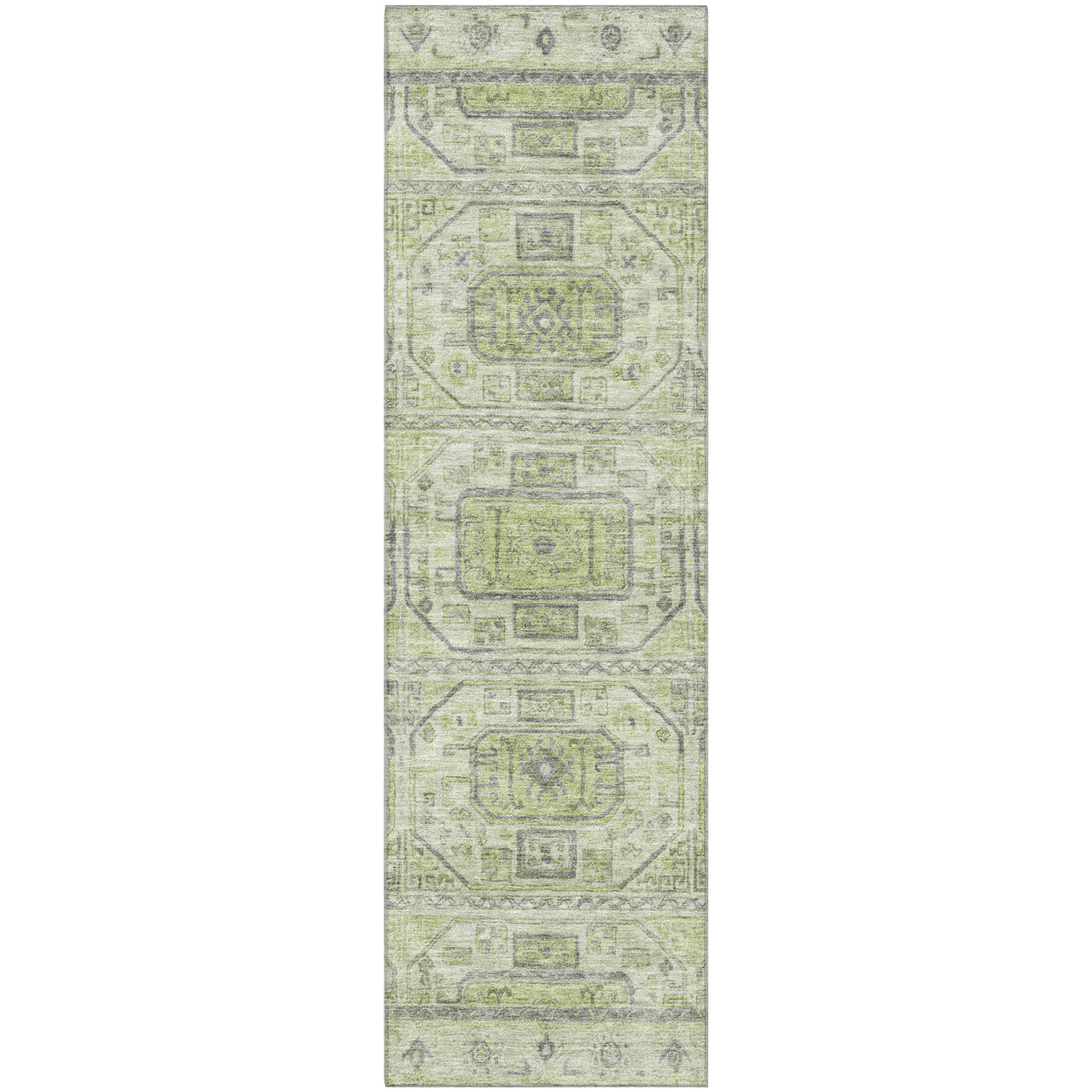 Lima Machine Washable Transitional Aloe Green Rug 2'3" x 7'6" #shape_Runner
