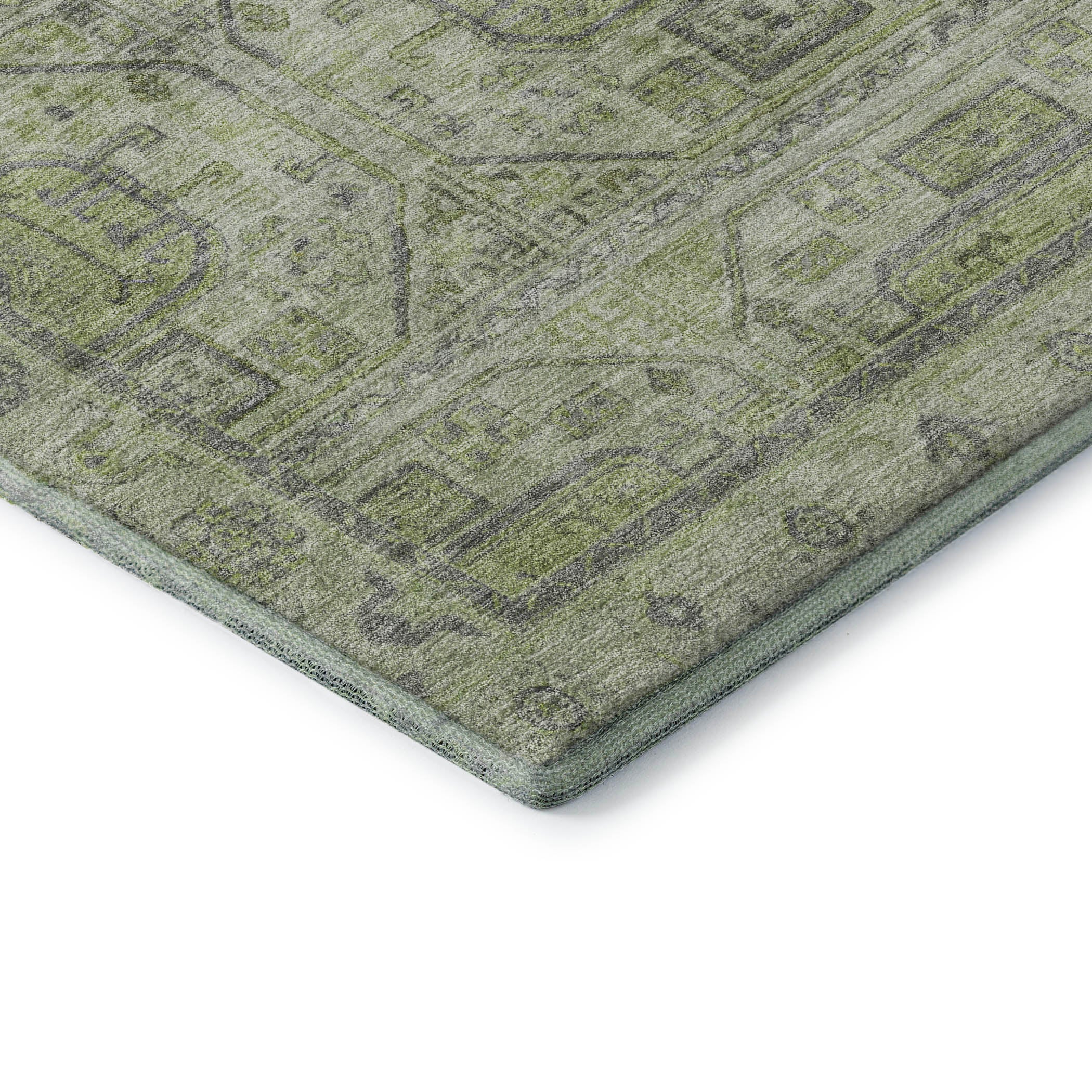 Lima Machine Washable Transitional Aloe Green Rug 1'8" x 2'6" #shape_Rectangle