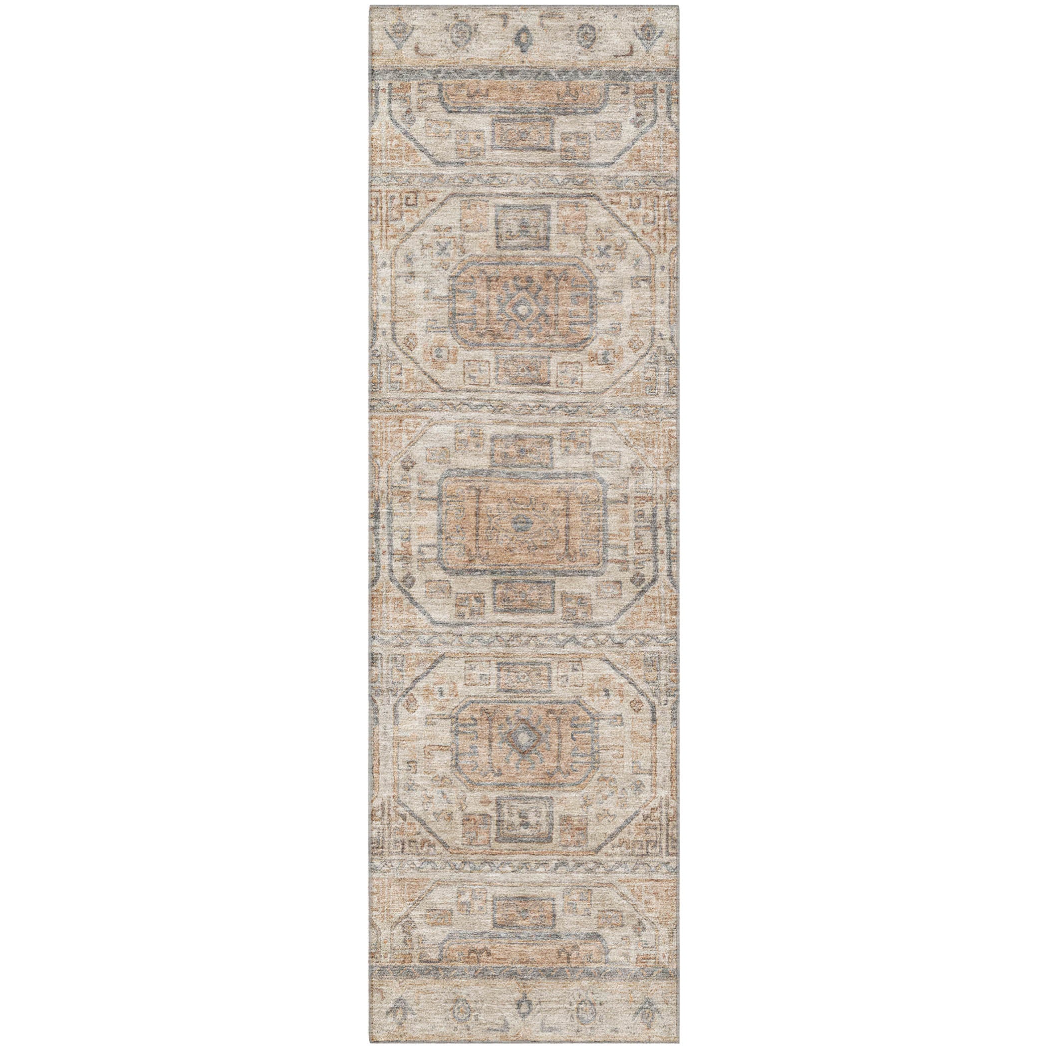 Lima Machine Washable Transitional Beige Brown Rug 2'3" x 7'6" #shape_Runner