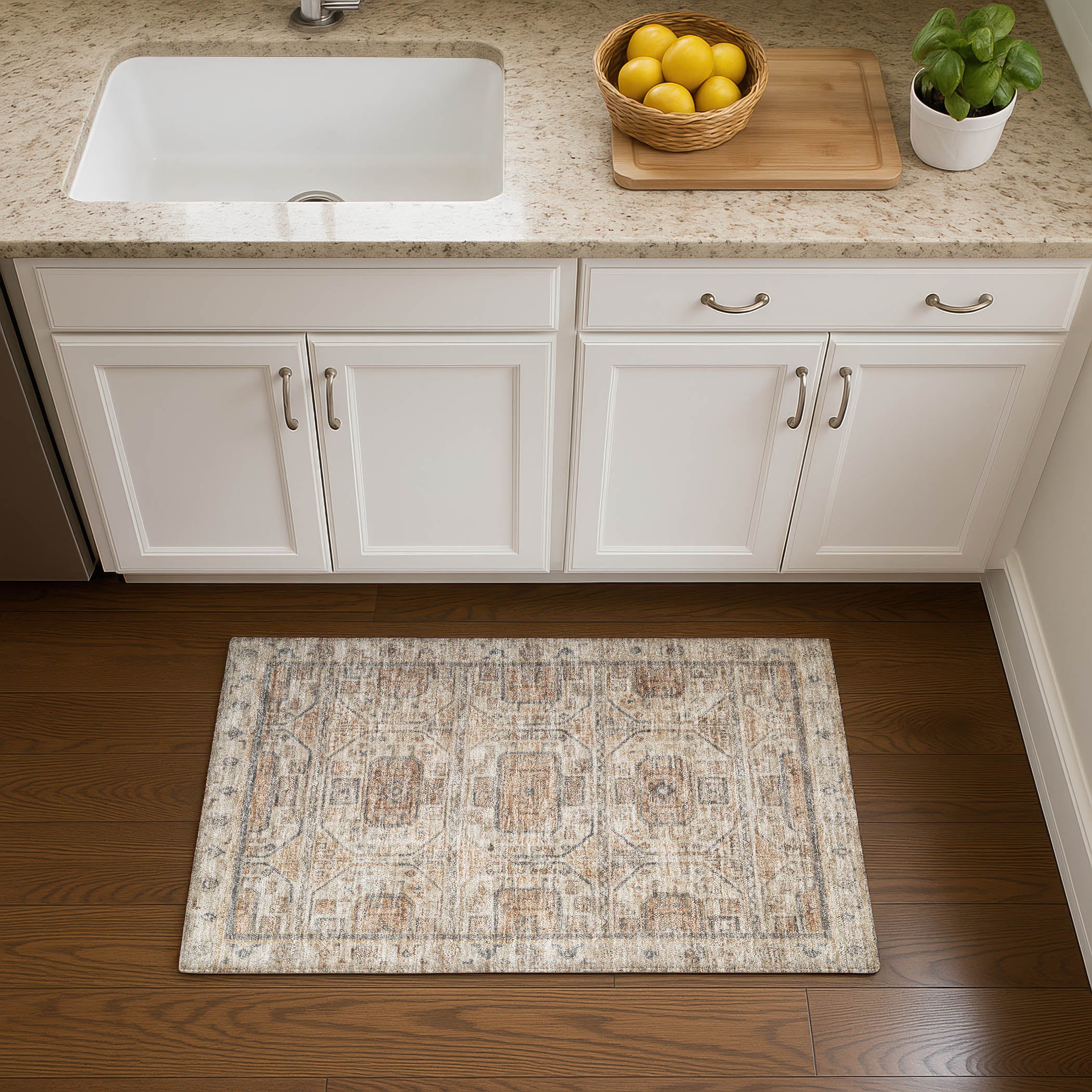 Lima Machine Washable Transitional Beige Brown Rug 1'8" x 2'6" #shape_Rectangle