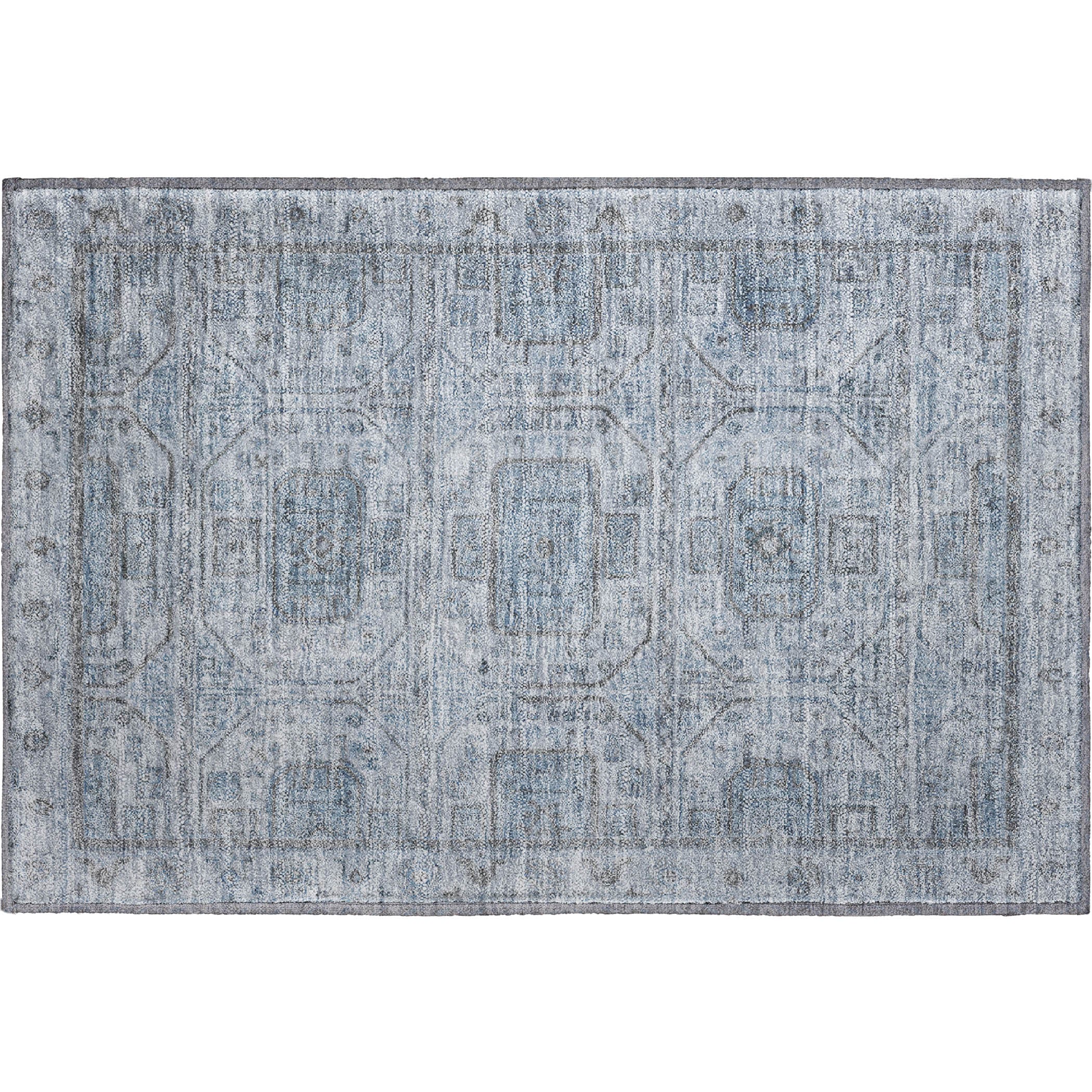 Lima Machine Washable Transitional Blue Rug 1'8" x 2'6" #shape_Rectangle
