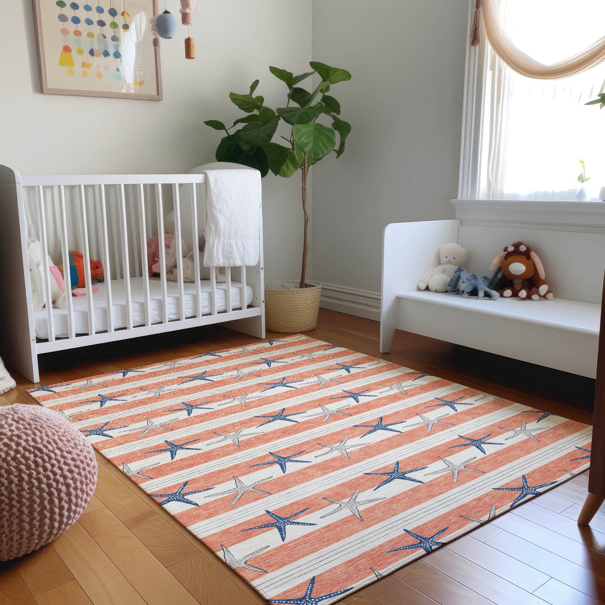 Oslo Machine Washable Coastal Coral Orange Rug 2'6" x 3'10" #shape_Rectangle