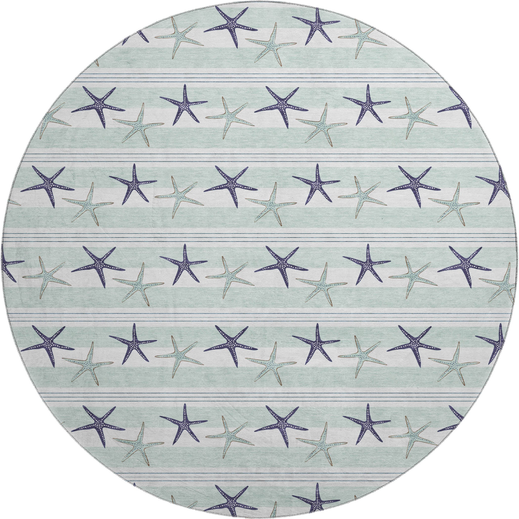 Oslo Machine Washable Coastal Seaglass Blue Rug 8' x 8' #shape_Round