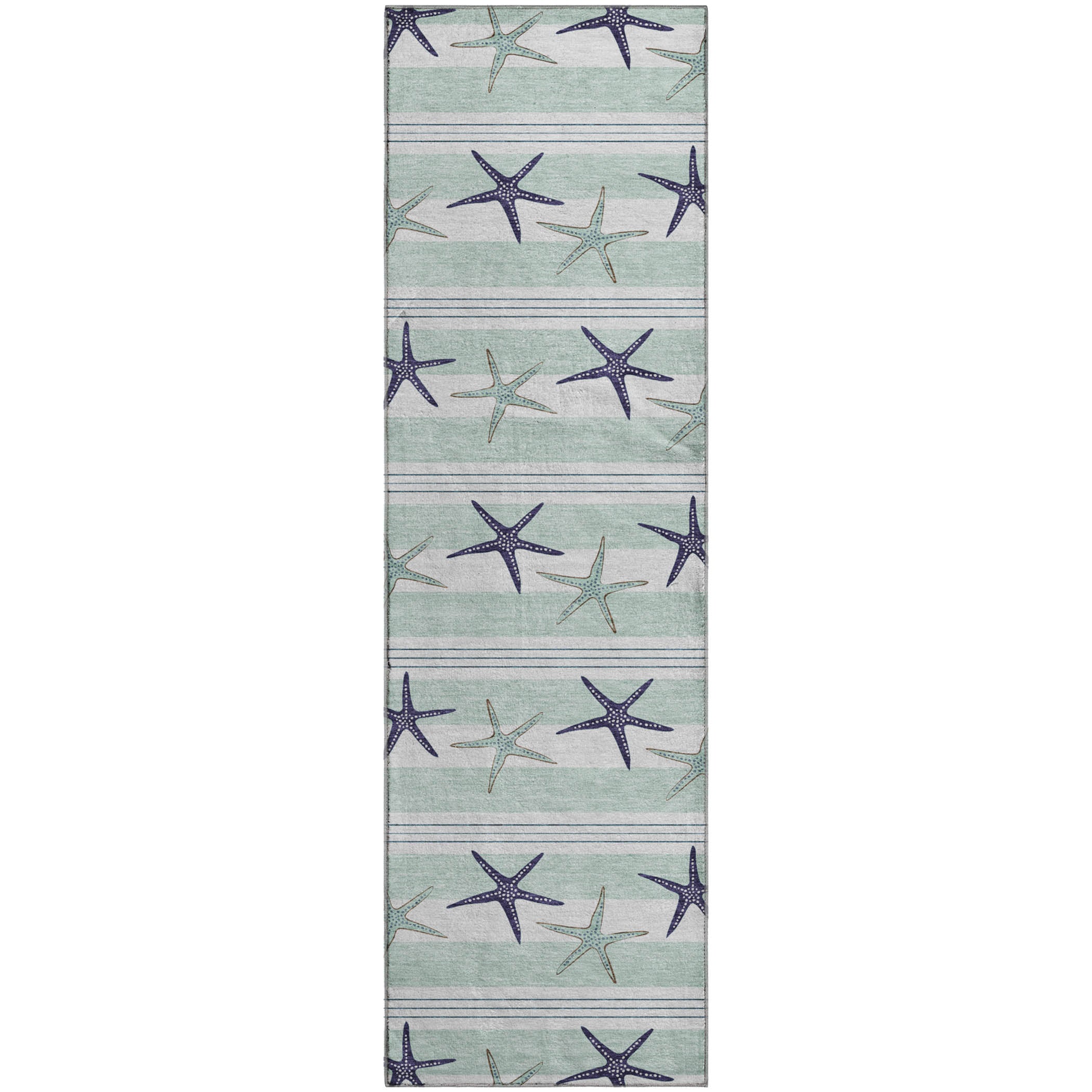 Oslo Machine Washable Coastal Seaglass Blue Rug 2'3" x 7'6" #shape_Runner