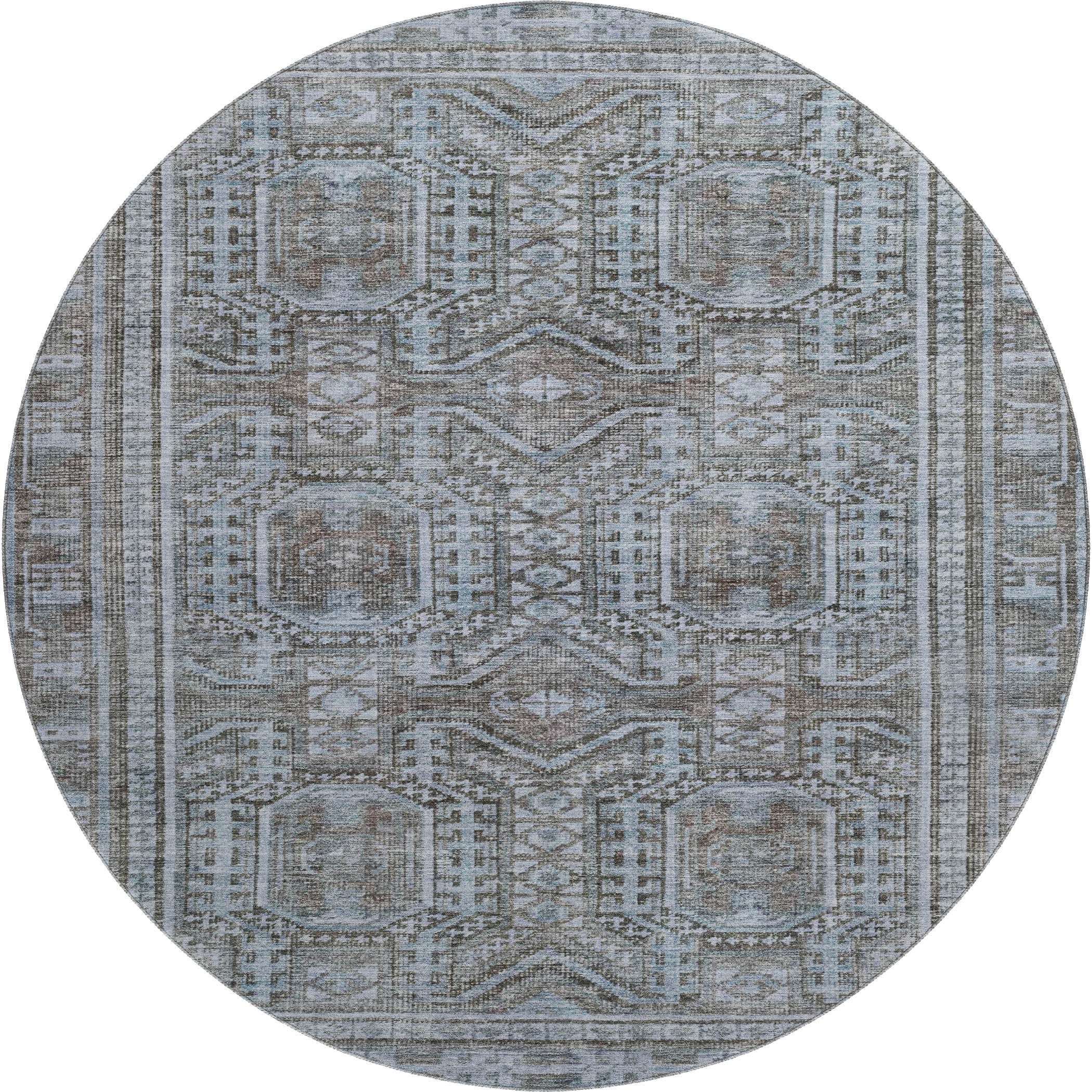 Porto Machine Washable Transitional Chocolate Brown Rug 8' x 8' #shape_Round