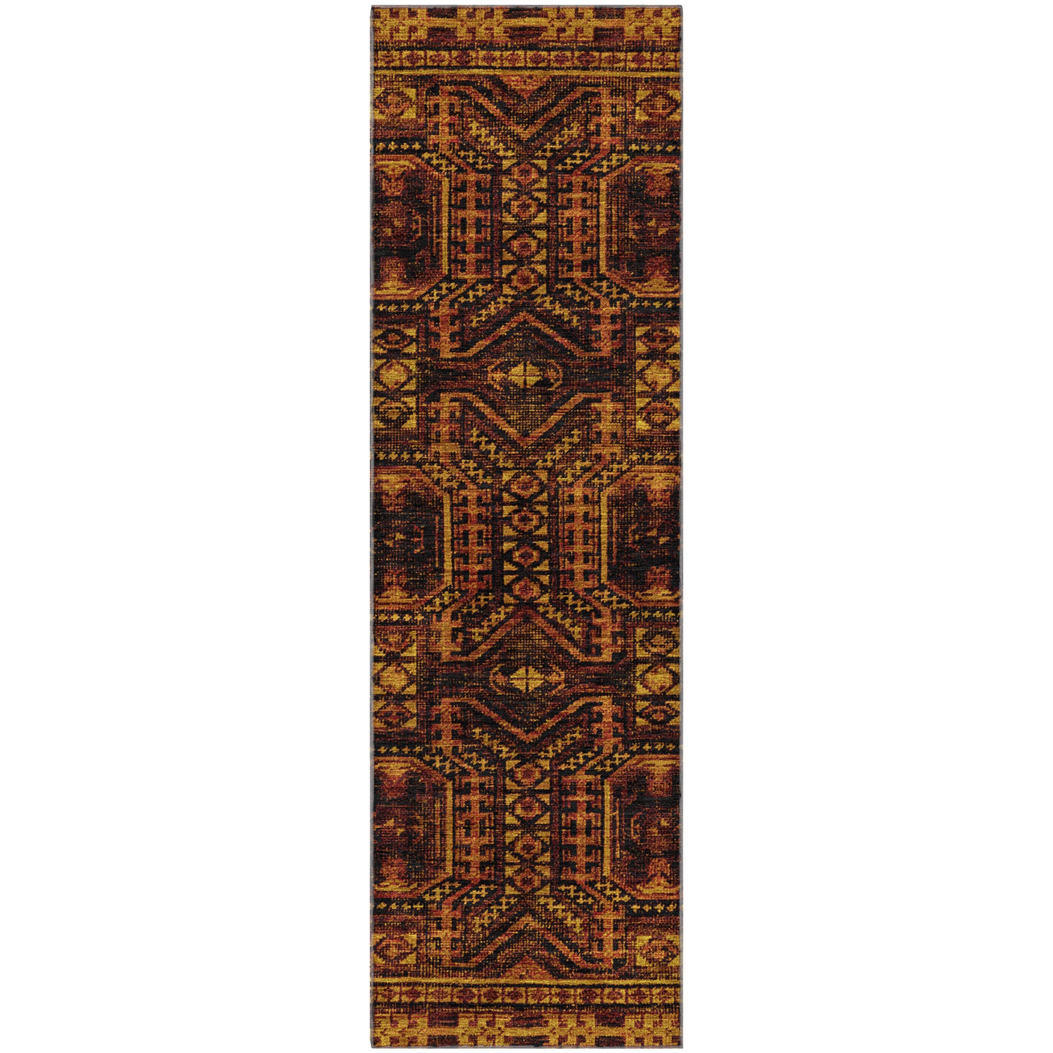 Porto Machine Washable Transitional Paprika Orange Rug 2'3" x 7'6" #shape_Runner
