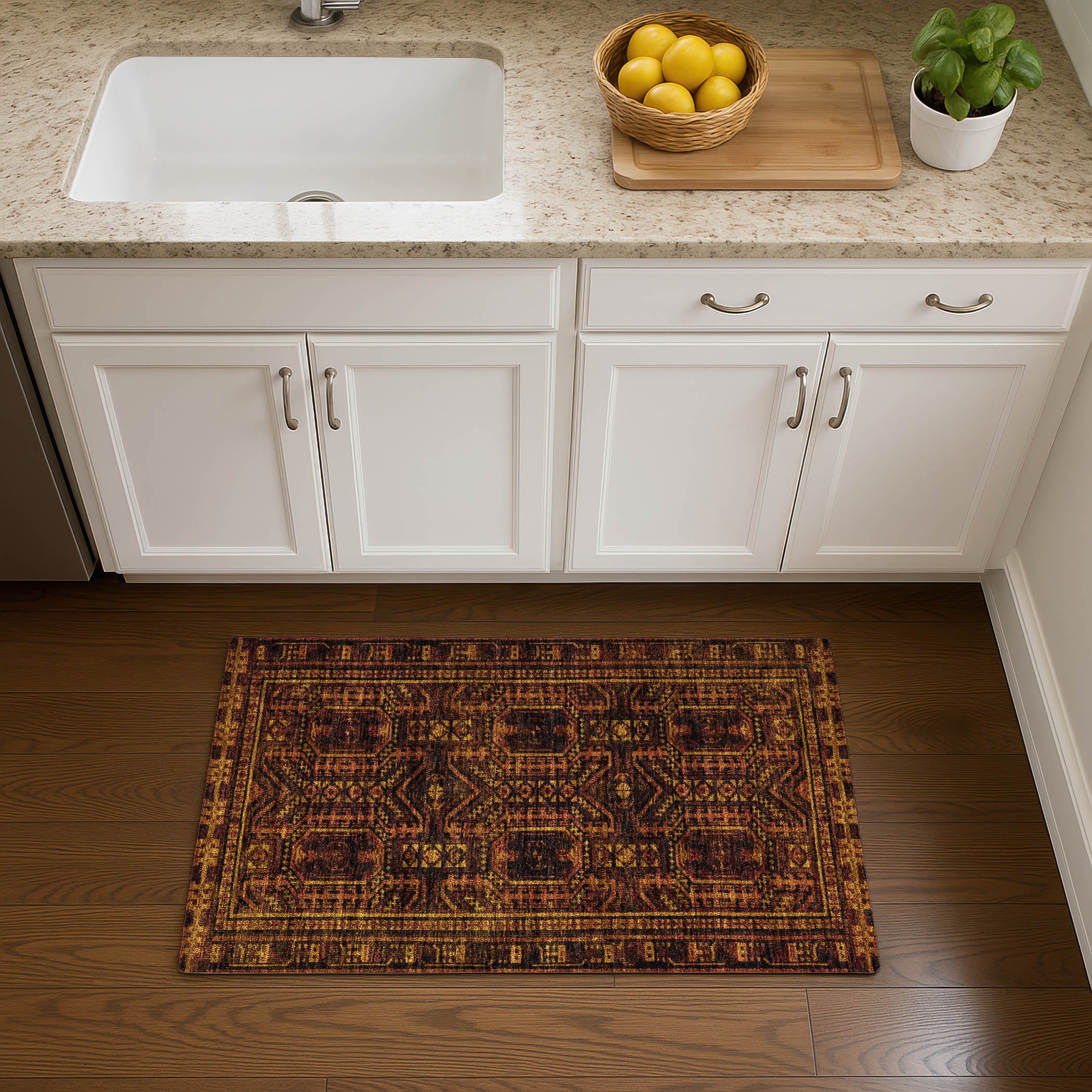 Porto Machine Washable Transitional Paprika Orange Rug 1'8" x 2'6" #shape_Rectangle