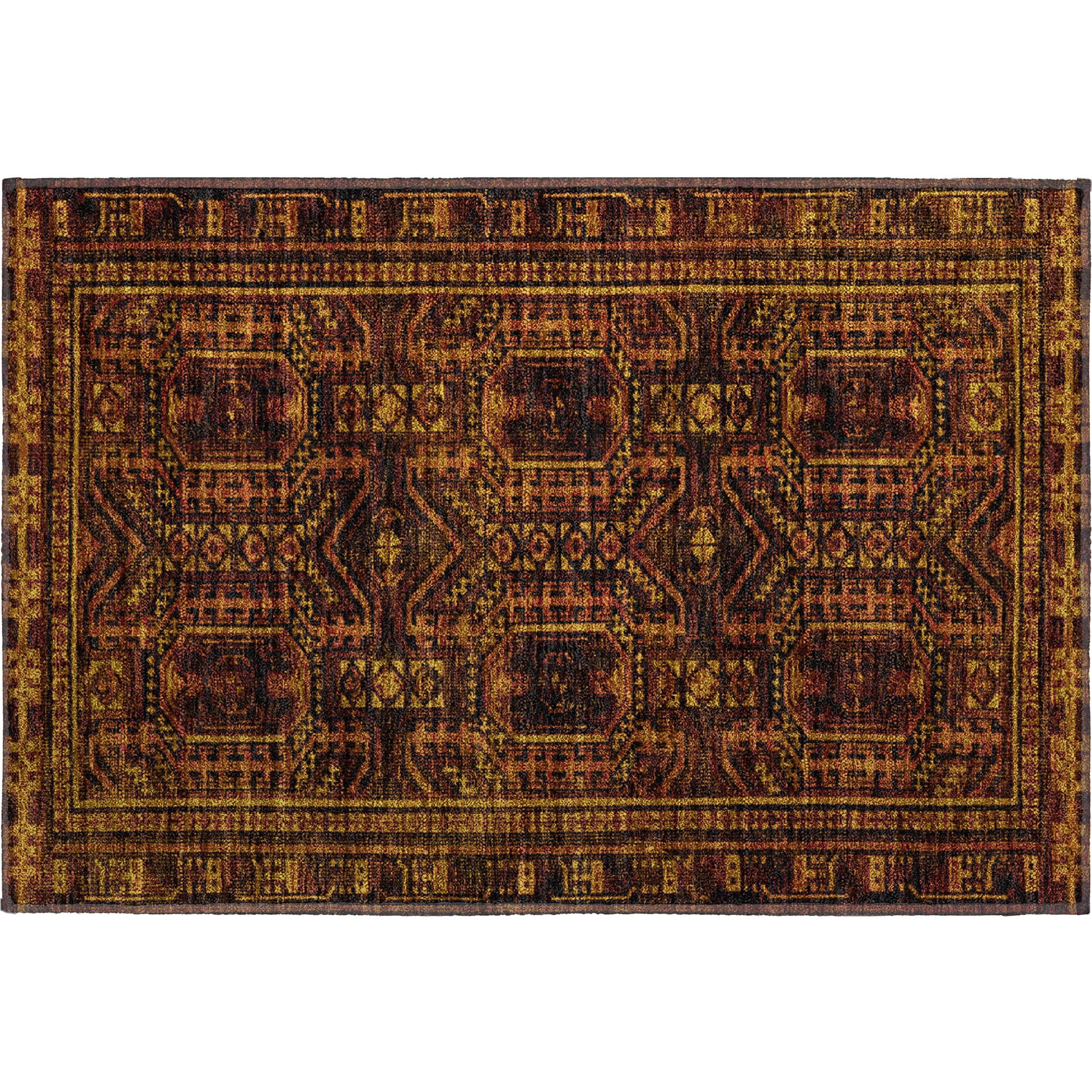 Porto Machine Washable Transitional Paprika Orange Rug 1'8" x 2'6" #shape_Rectangle