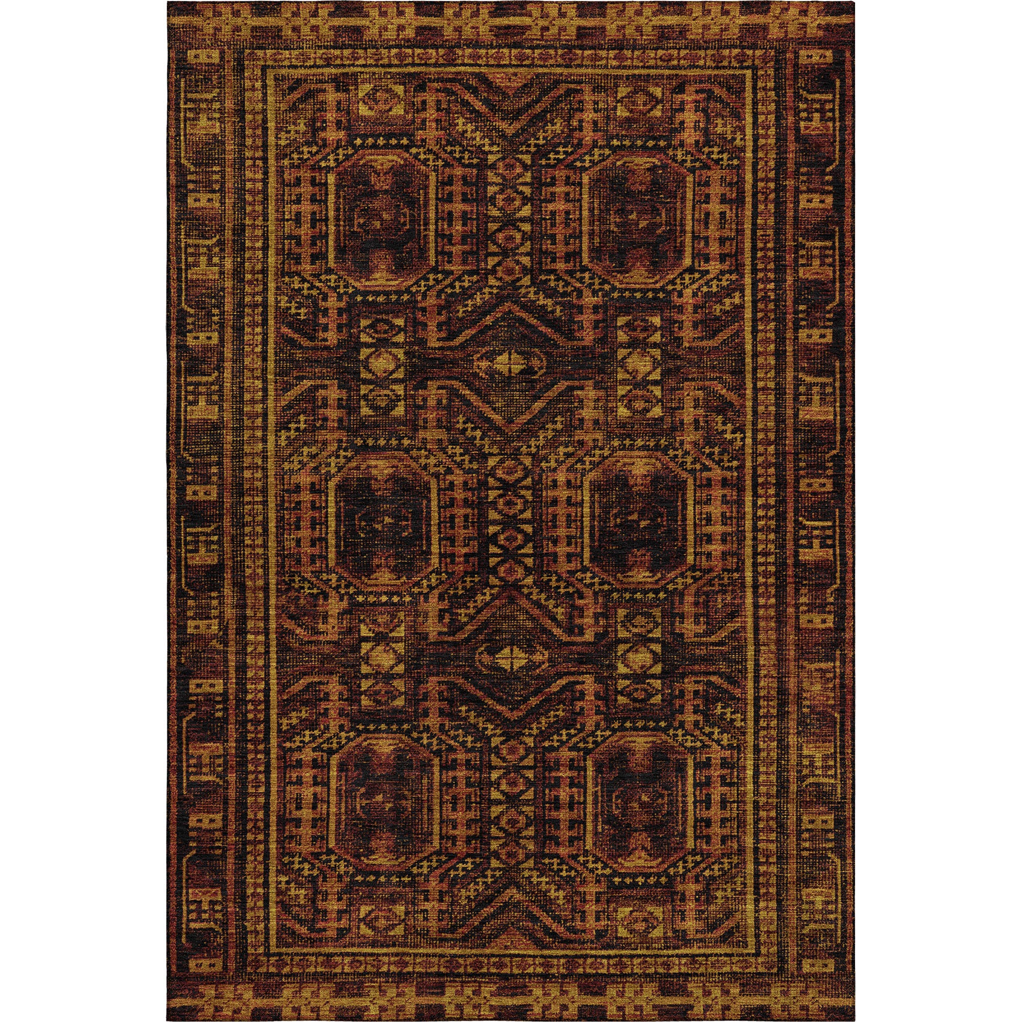 Porto Machine Washable Transitional Paprika Orange Rug 2'6" x 3'10" #shape_Rectangle