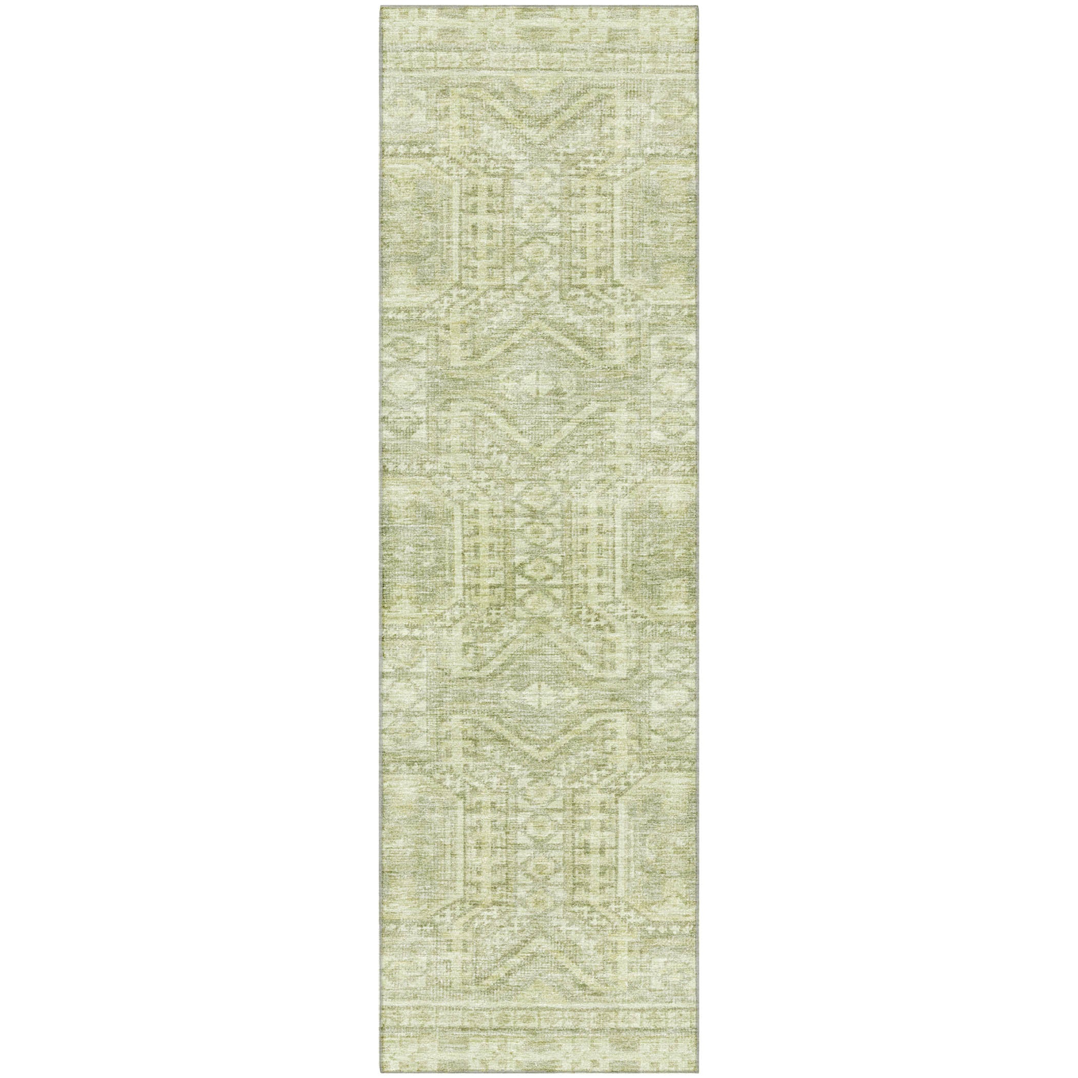 Porto Machine Washable Transitional Sage Green Rug 2'3" x 7'6" #shape_Runner