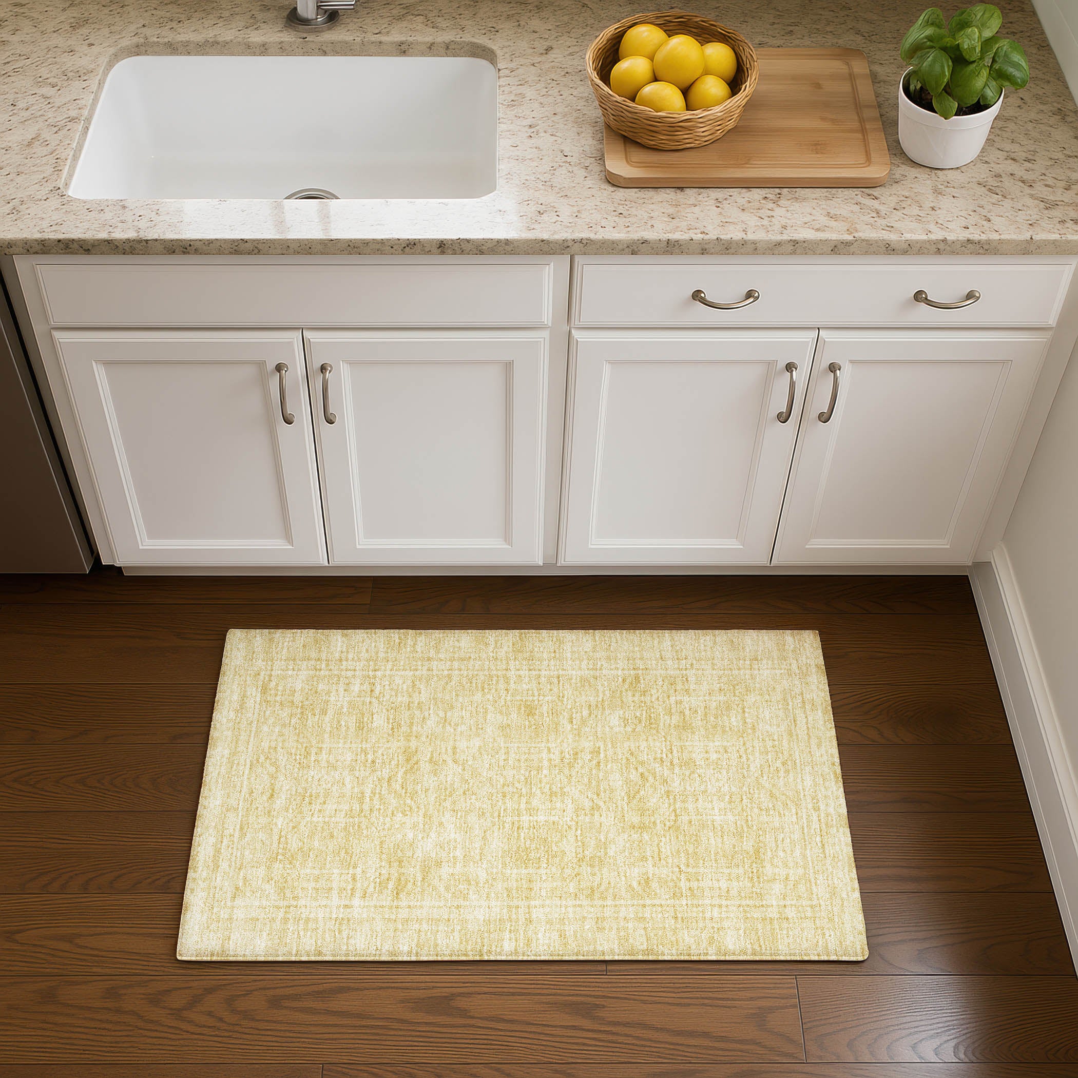 Porto Machine Washable Transitional Wheat Gold Rug 1'8" x 2'6" #shape_Rectangle