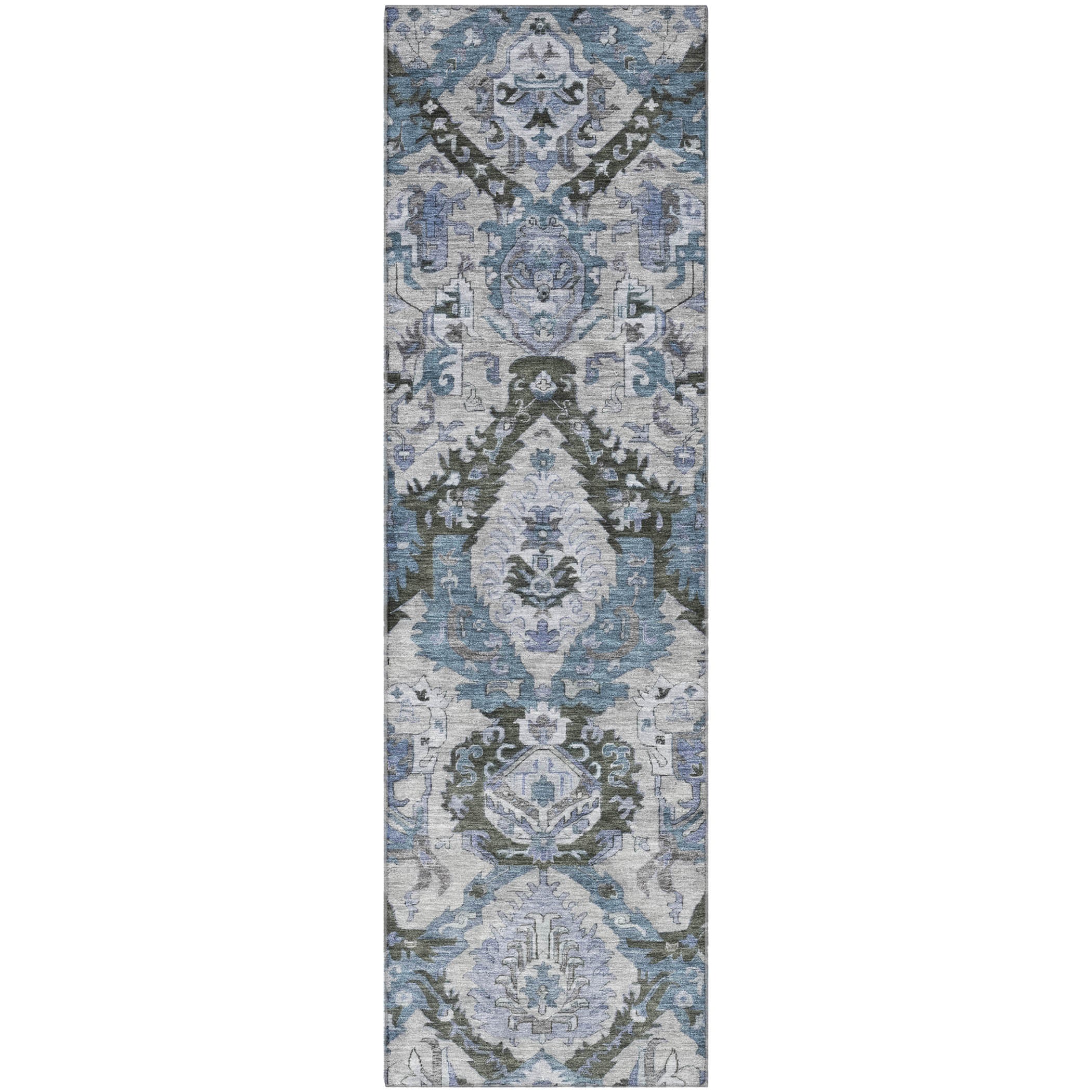 Istanbul Machine Washable Transitional Gray Rug 2'3" x 7'6" #shape_Runner
