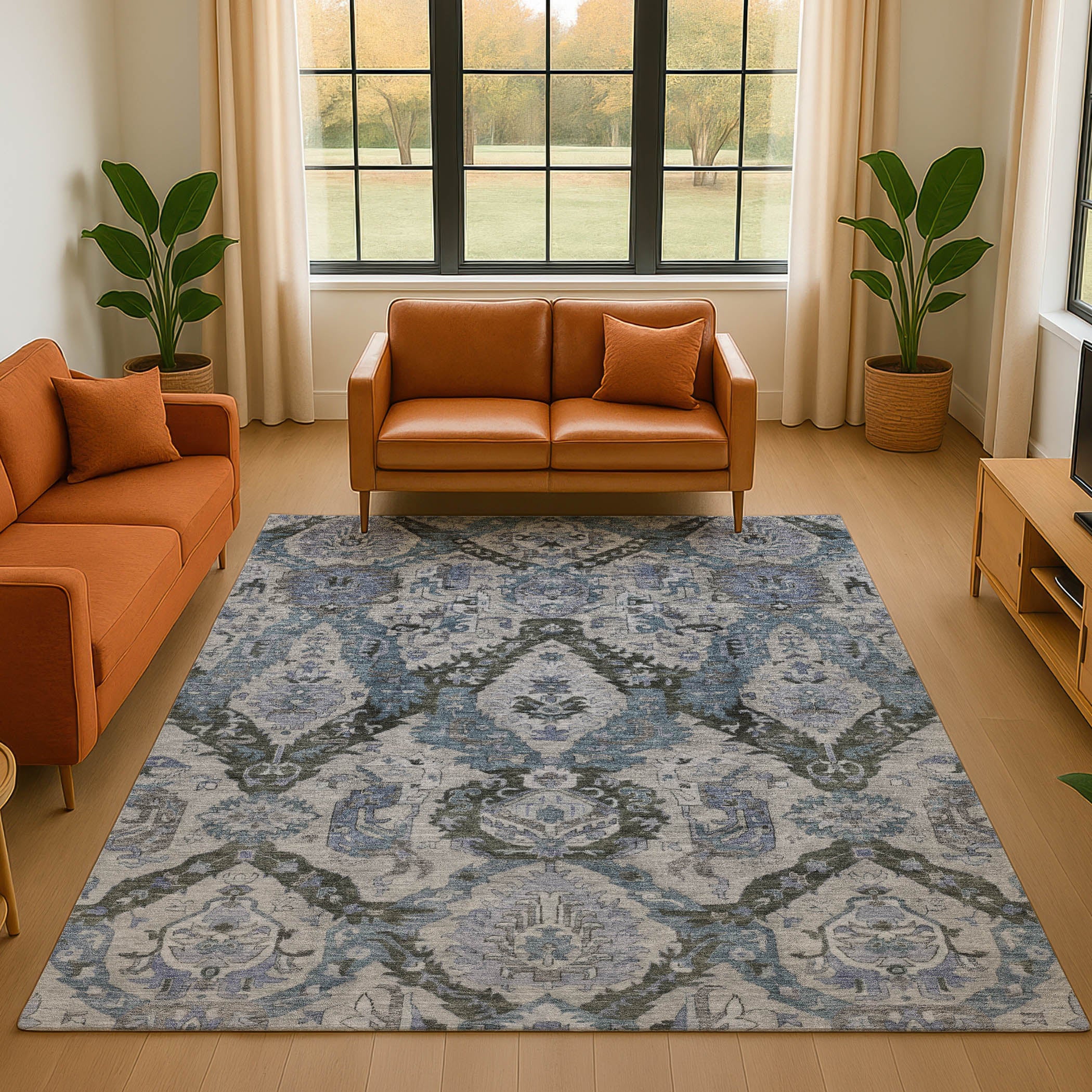 Istanbul Machine Washable Transitional Gray Rug 2'6" x 3'10" #shape_Rectangle