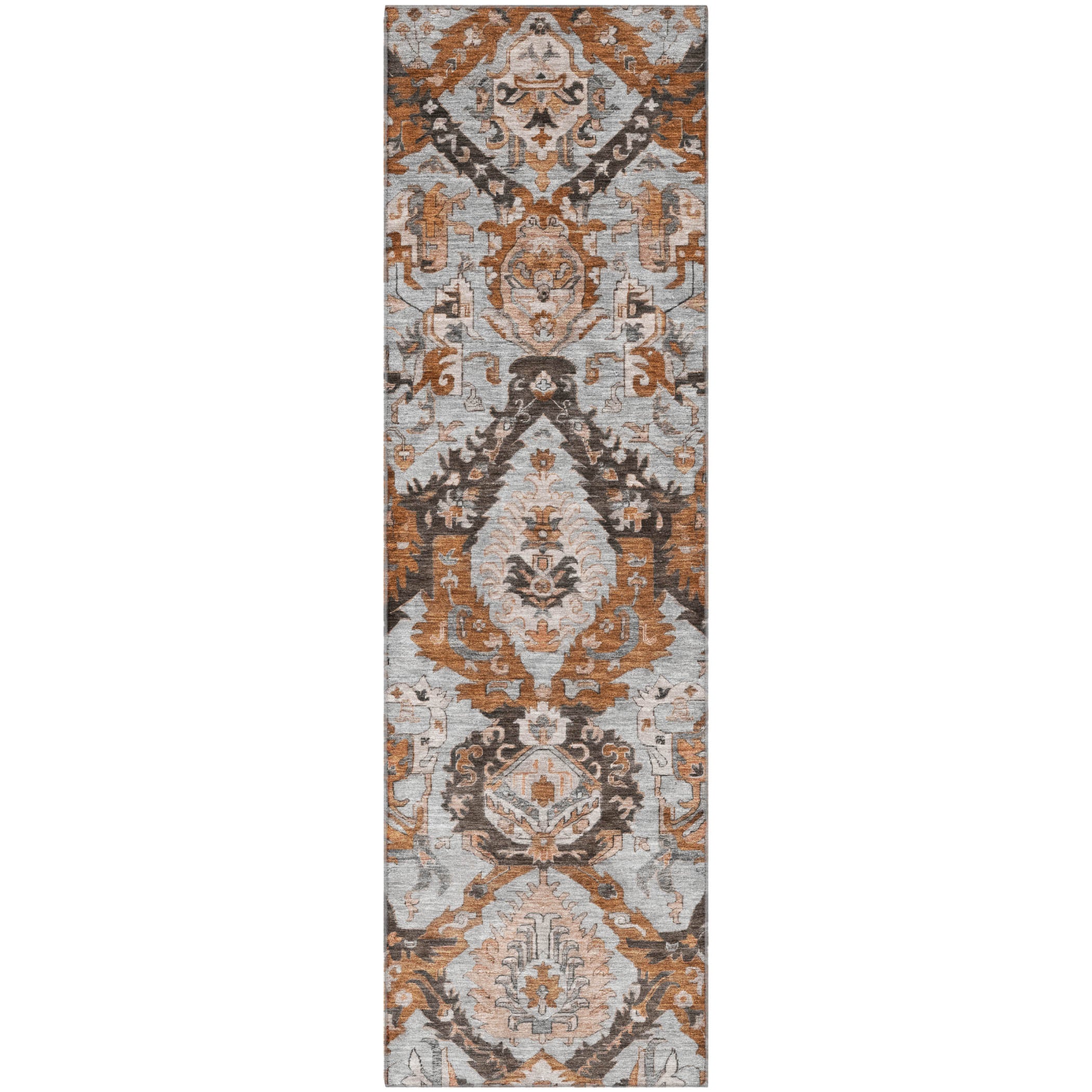 Istanbul Machine Washable Transitional Paprika Orange Rug 2'3" x 7'6" #shape_Runner