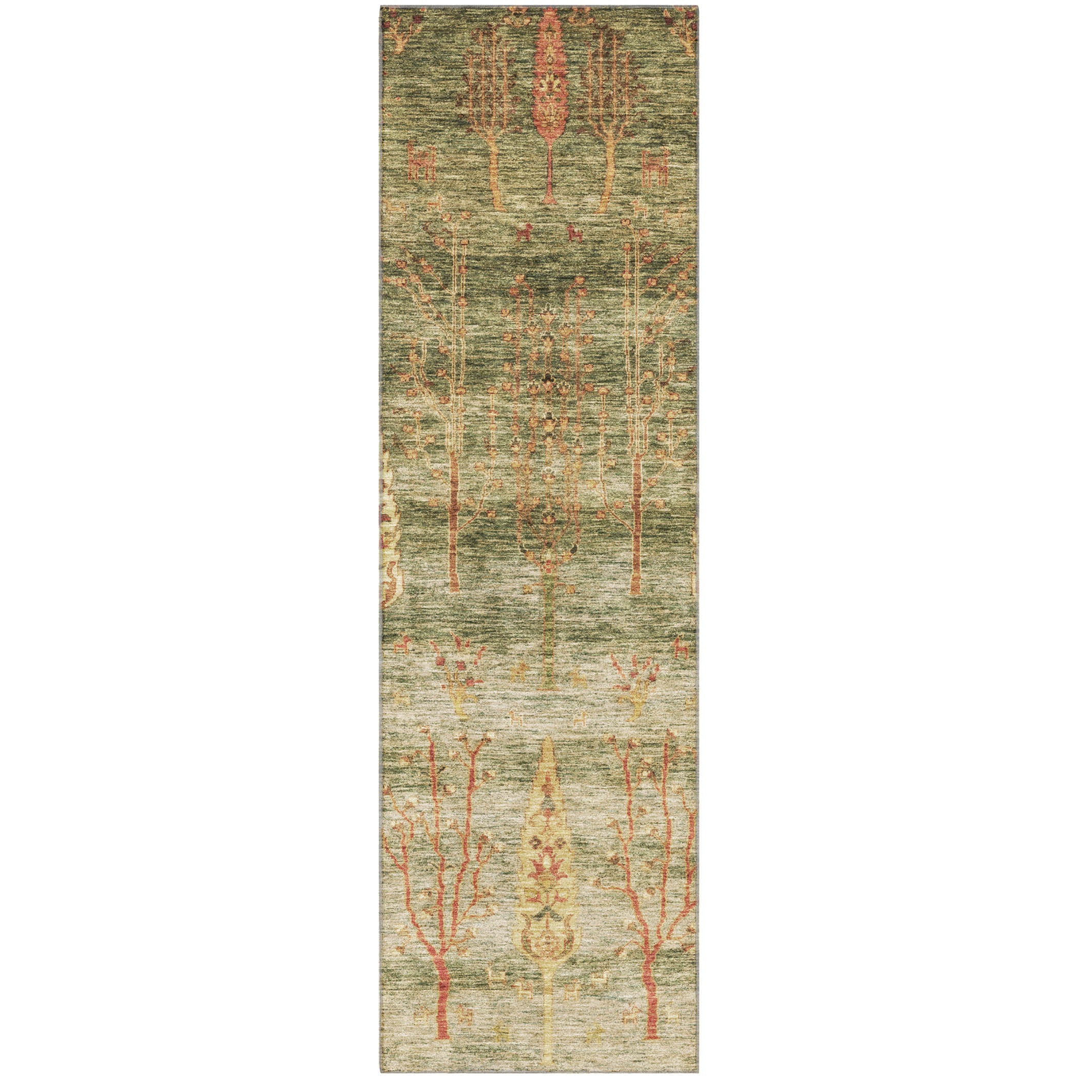 Antigua Machine Washable Transitional Aloe Green Rug 2'3" x 7'6" #shape_Runner