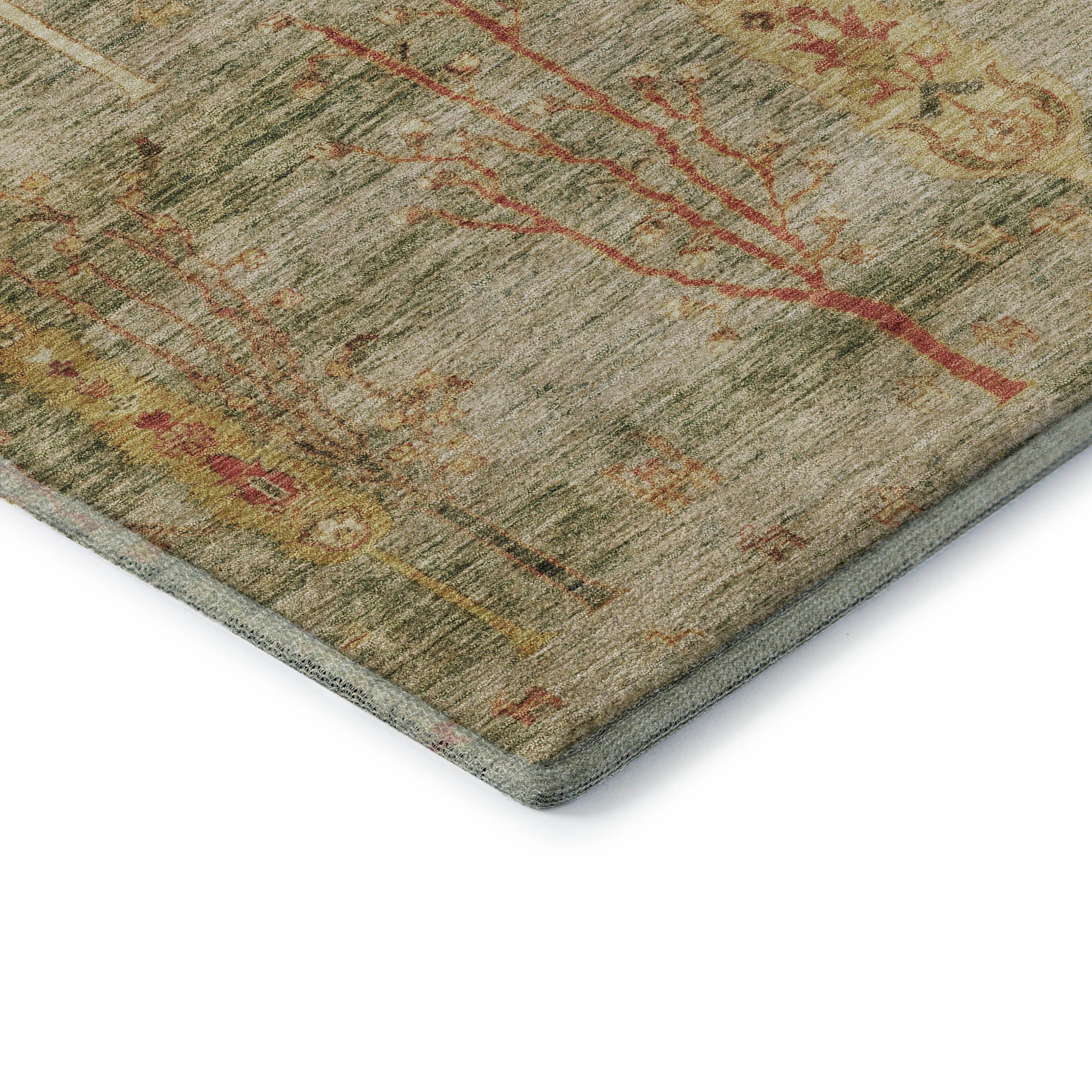 Antigua Machine Washable Transitional Aloe Green Rug 1'8" x 2'6" #shape_Rectangle