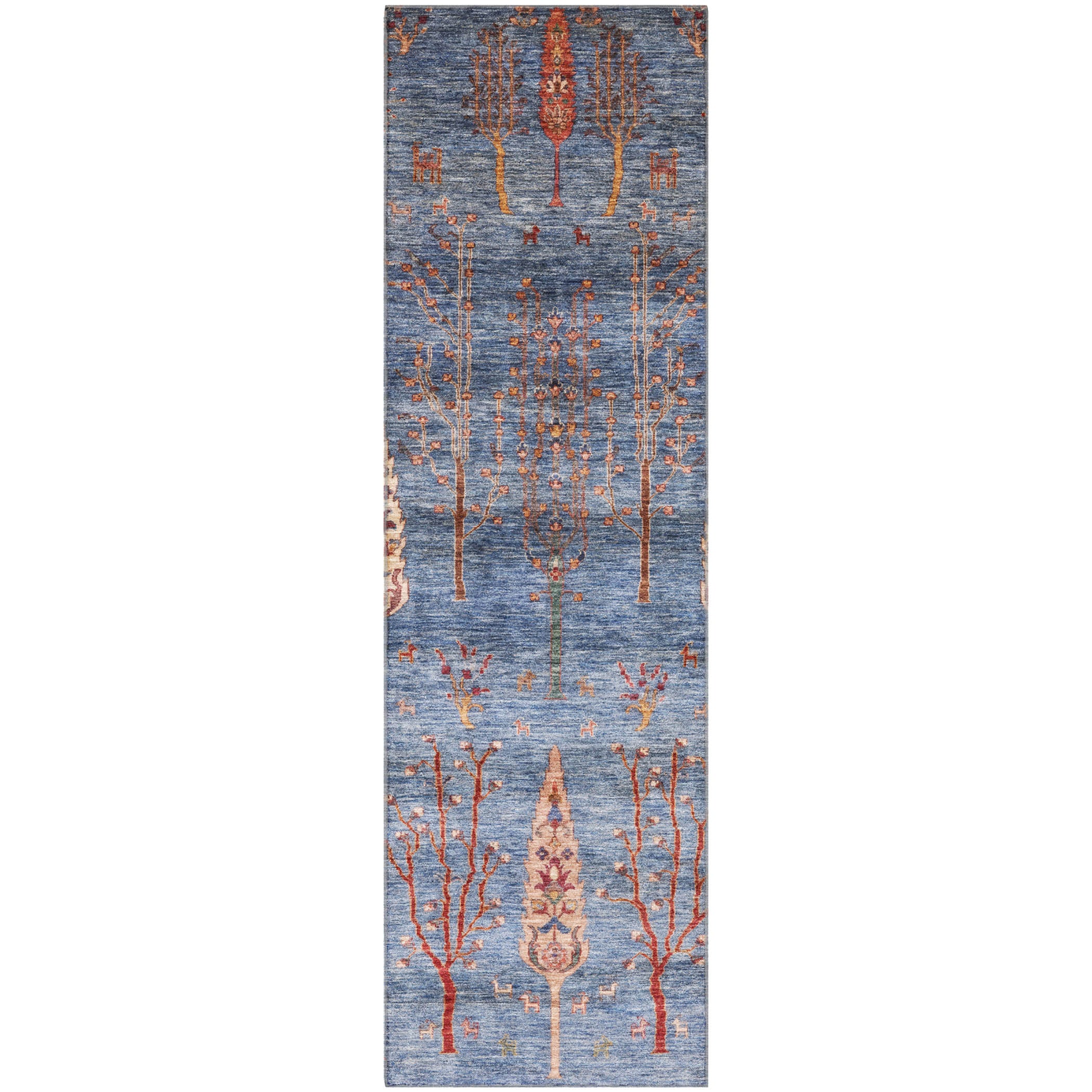 Antigua Machine Washable Transitional Blue Rug 2'3" x 7'6" #shape_Runner