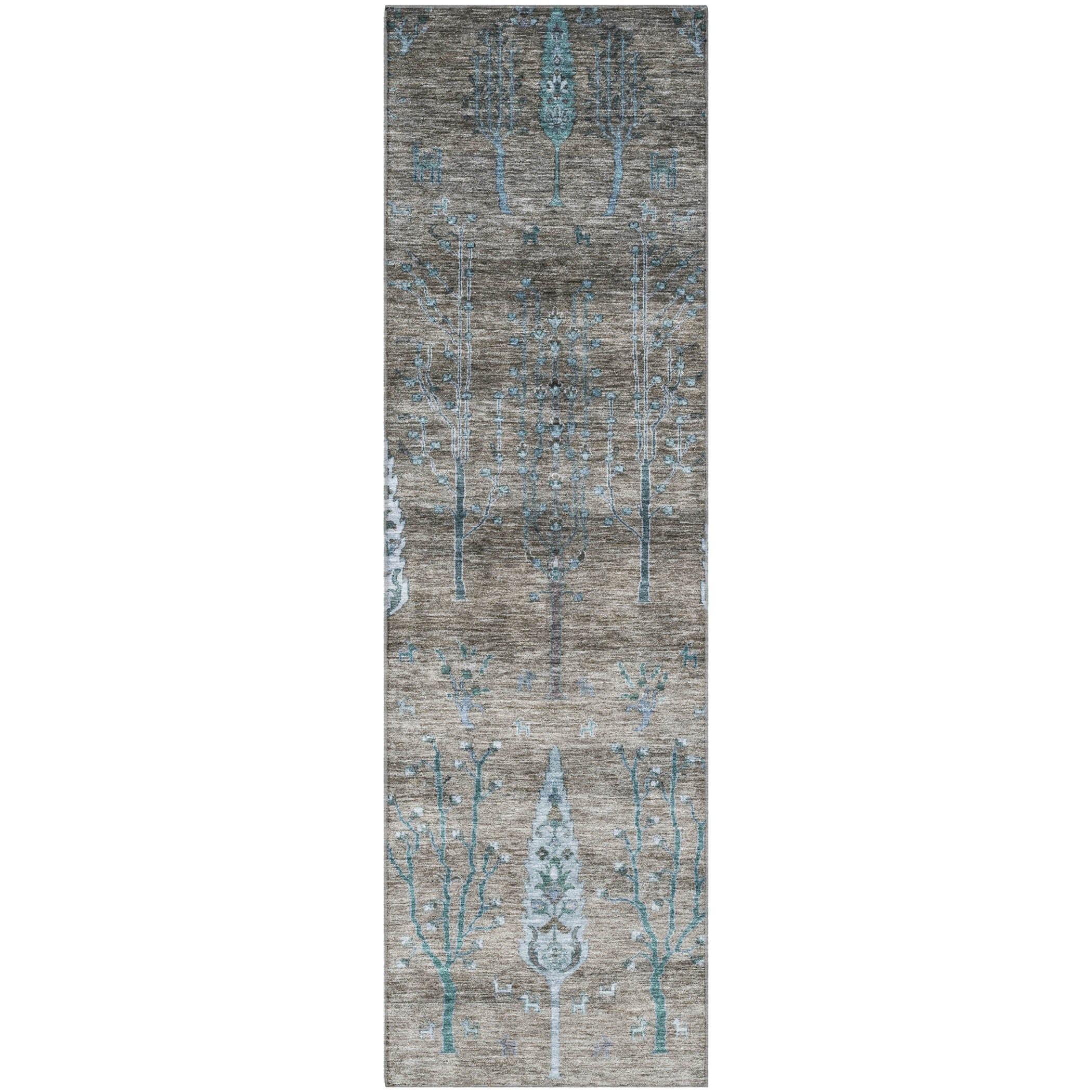 Antigua Machine Washable Transitional Brown Rug 2'3" x 7'6" #shape_Runner