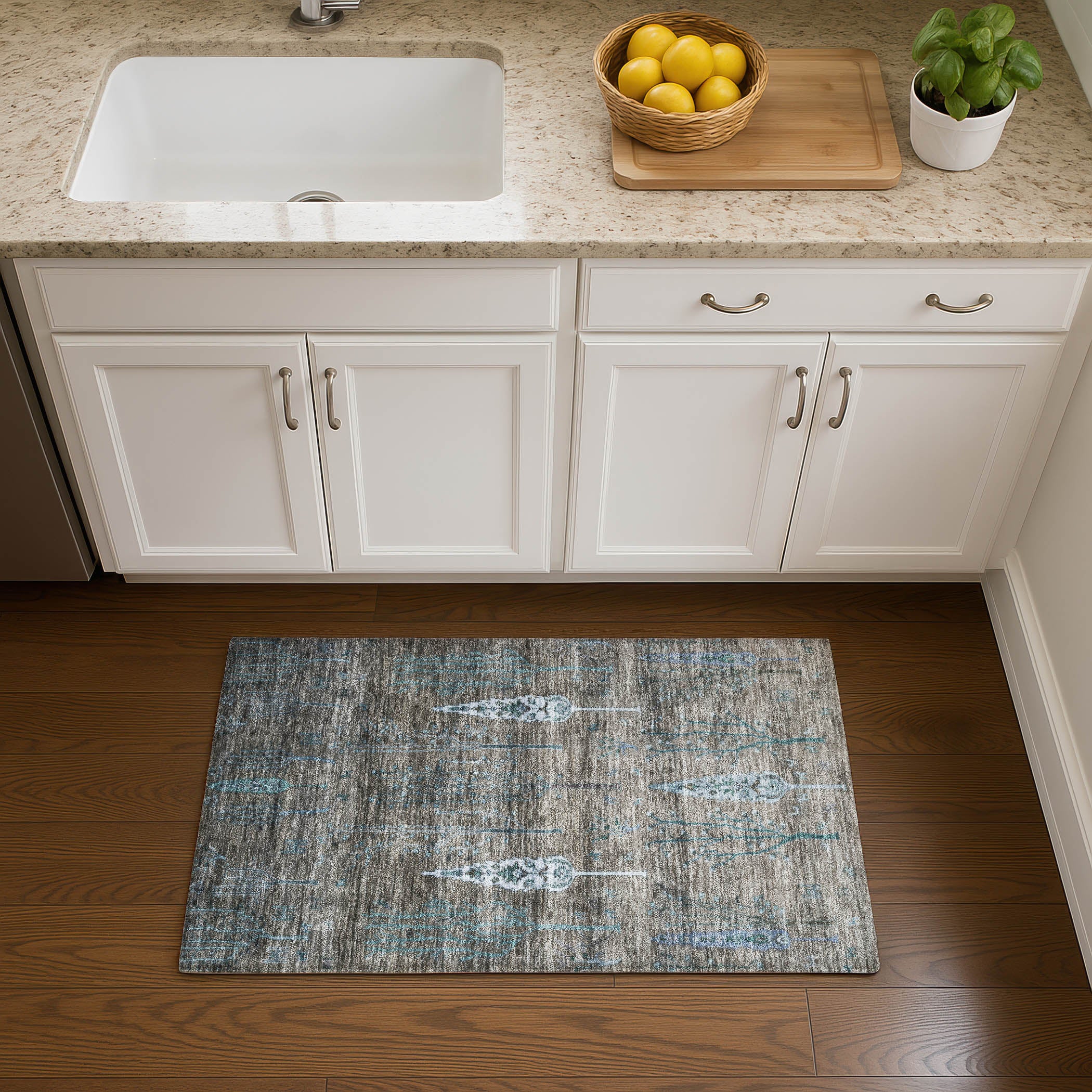 Antigua Machine Washable Transitional Brown Rug 1'8" x 2'6" #shape_Rectangle