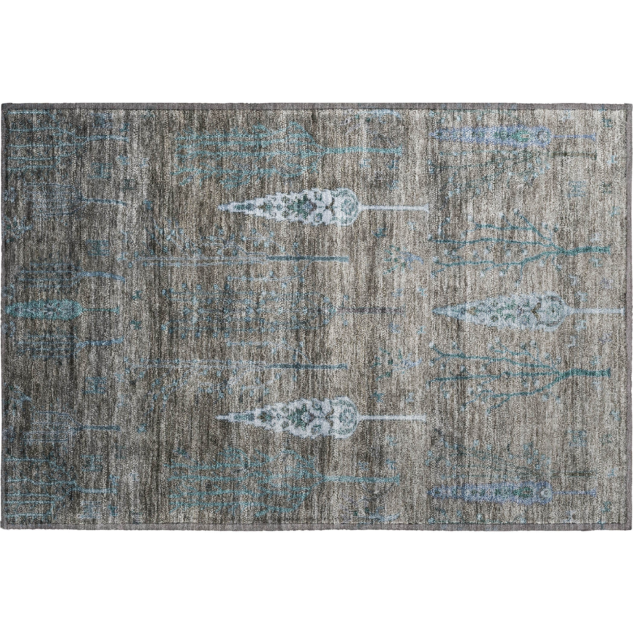 Antigua Machine Washable Transitional Brown Rug 1'8" x 2'6" #shape_Rectangle