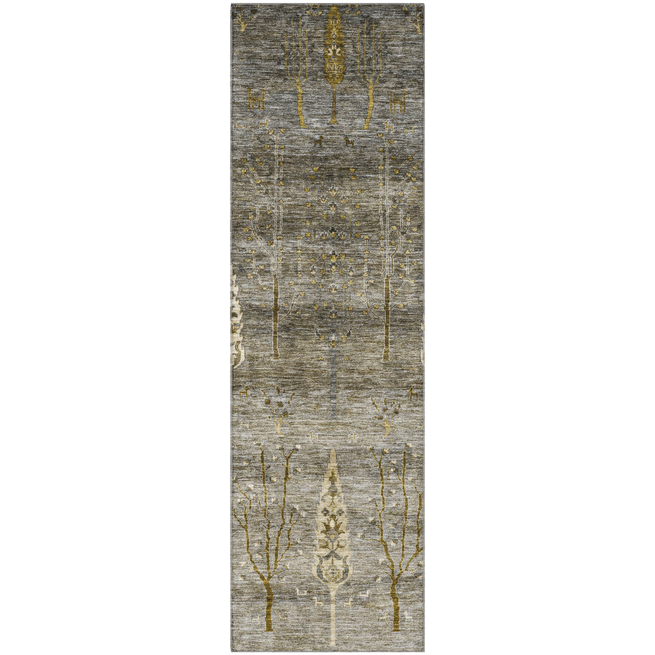 Antigua Machine Washable Transitional Pewter Gray Rug 2'3" x 7'6" #shape_Runner