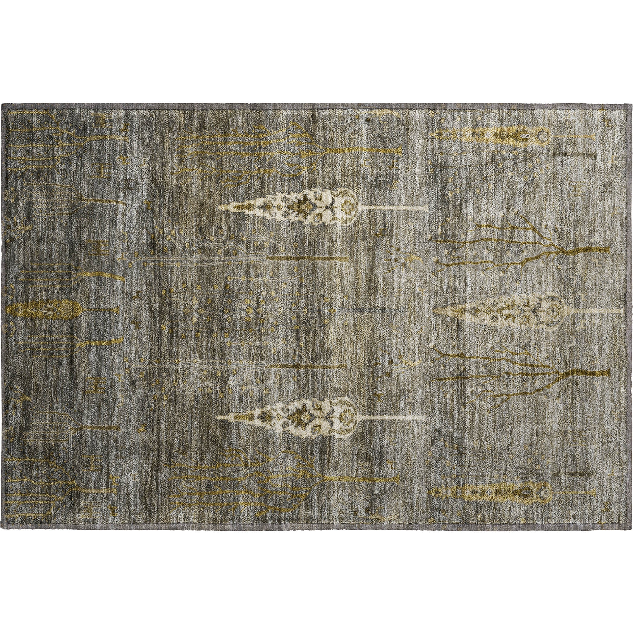 Antigua Machine Washable Transitional Pewter Gray Rug 1'8" x 2'6" #shape_Rectangle