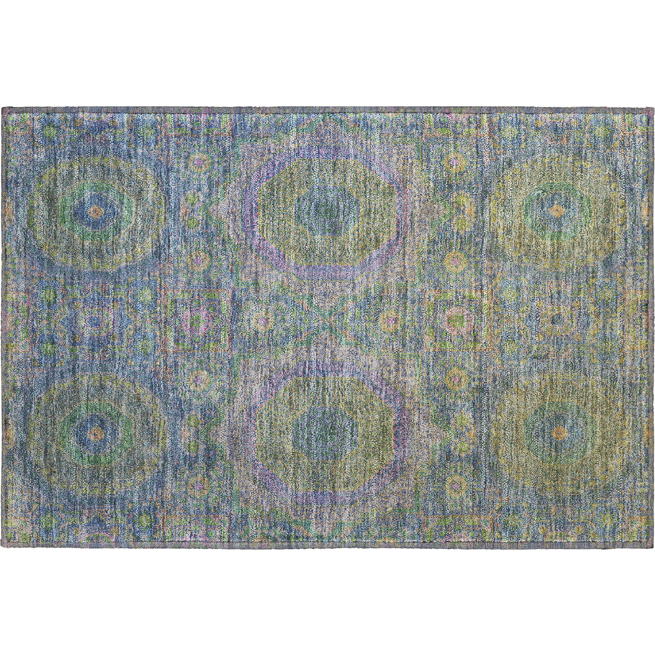 Hoi An Machine Washable Transitional Blue Rug 1'8" x 2'6" #shape_Rectangle