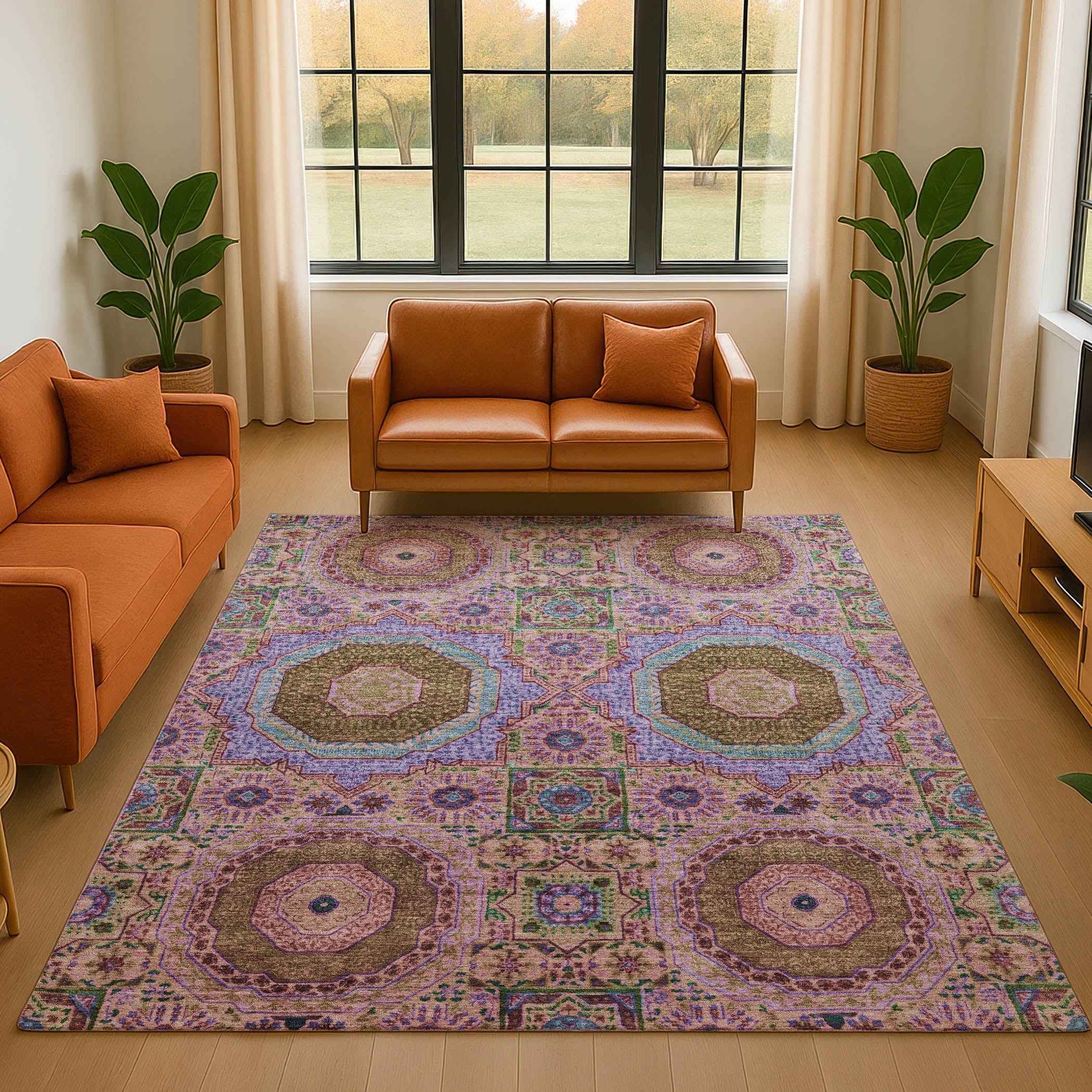 Hoi An Machine Washable Transitional Pink Rug 2'6" x 3'10" #shape_Rectangle