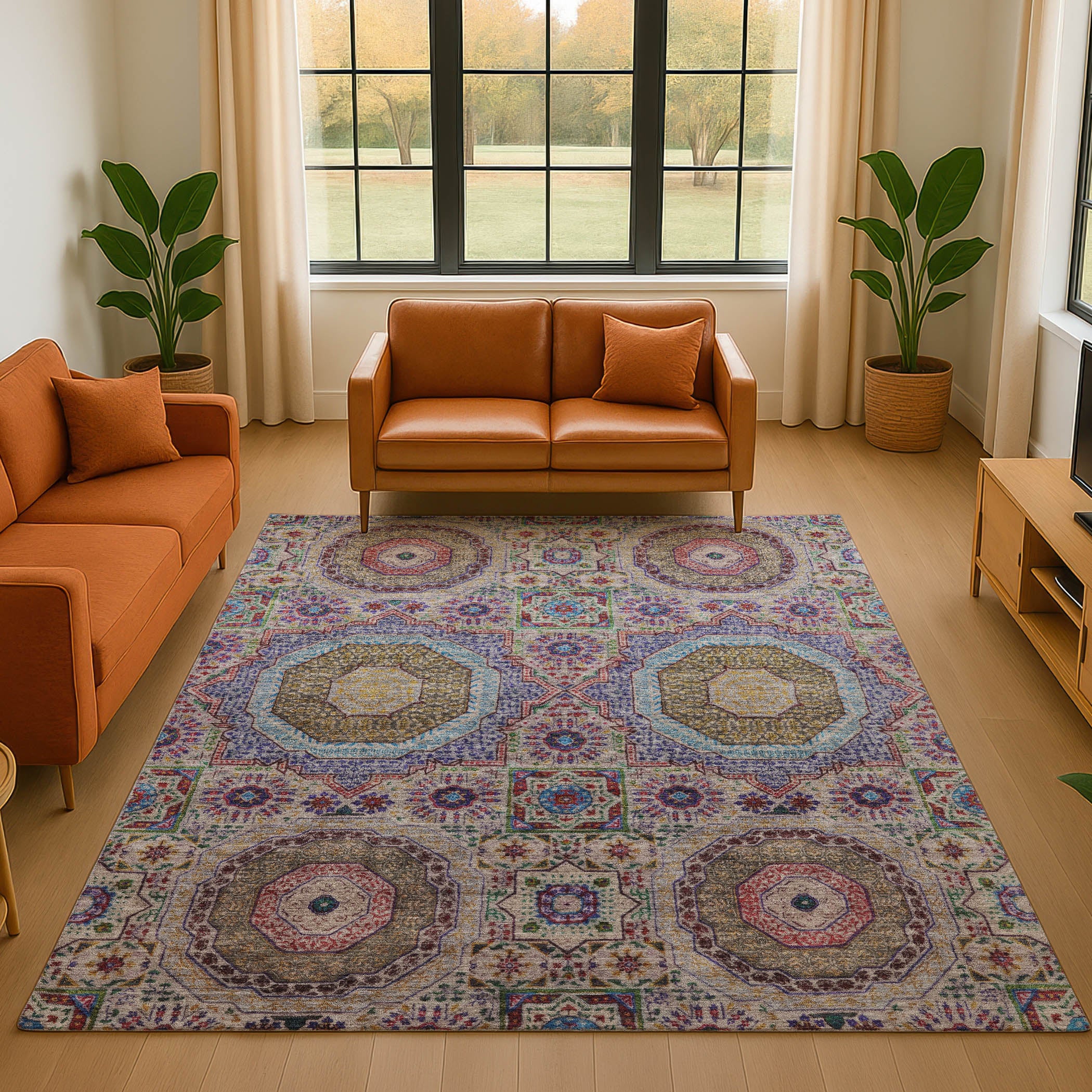 Hoi An Machine Washable Transitional Purple Rug 2'6" x 3'10" #shape_Rectangle